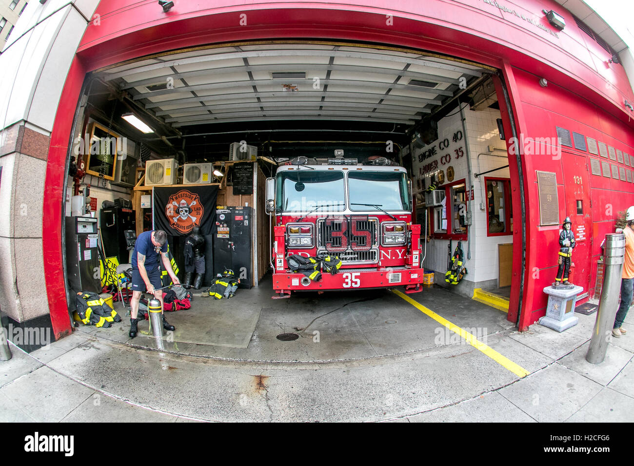 A view into a fire station in Manhattan Stock Photo - Alamy