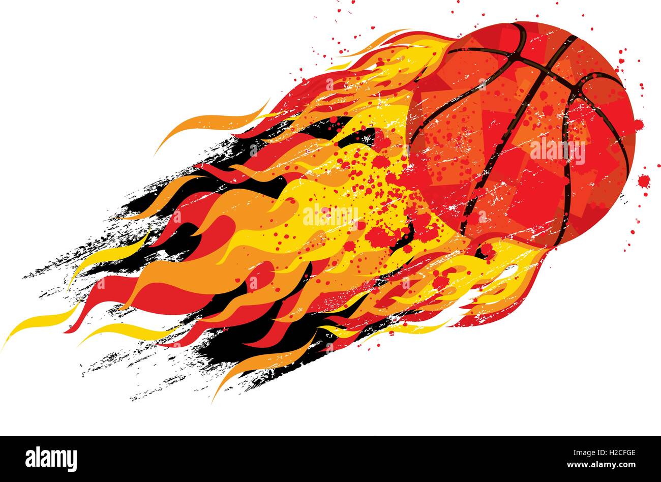 Flaming basketball Stock Vector