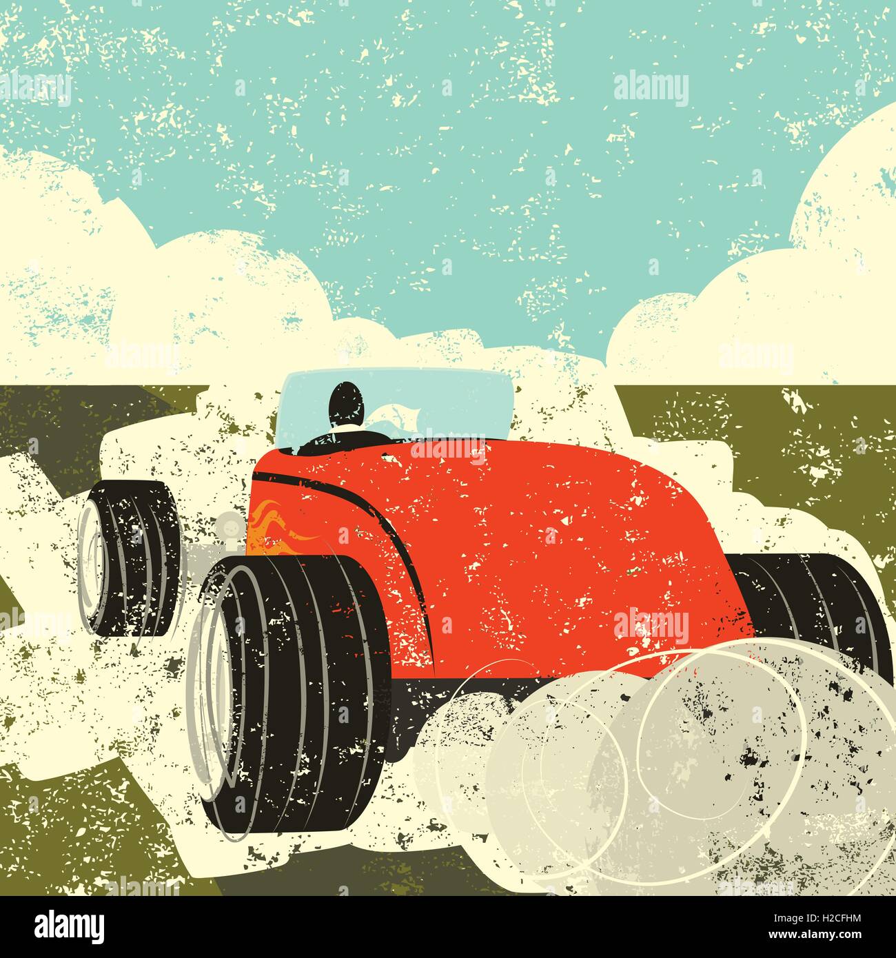 Driving a hot rod A person driving away fast in a old hot rod. Stock Vector