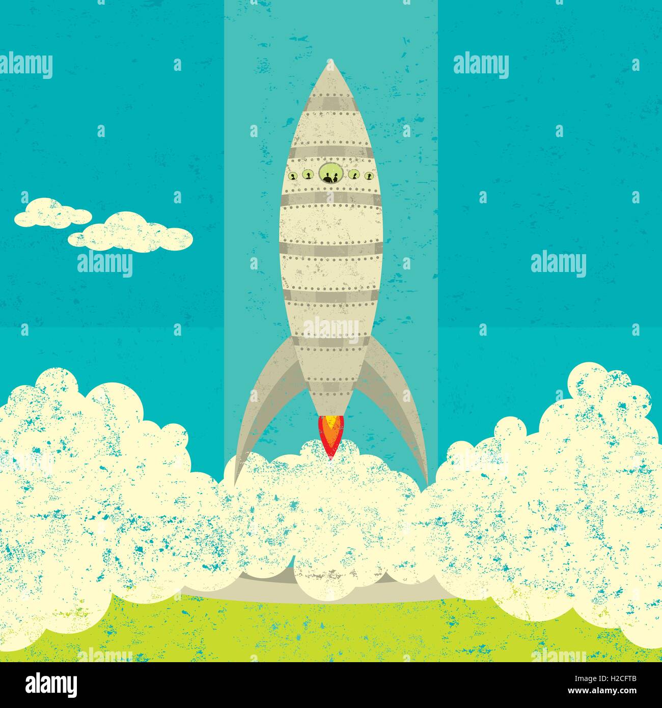 Spaceship launch A spaceship launching from the ground. Stock Vector