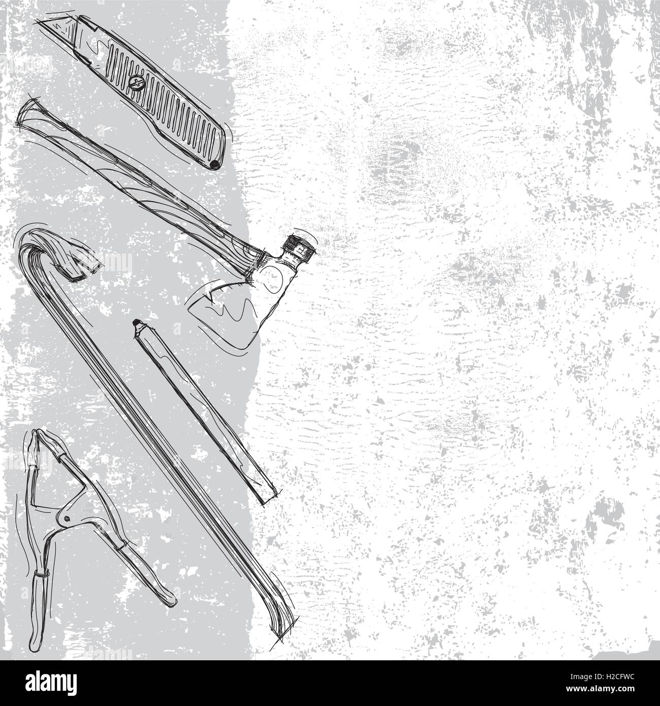 Construction tool background Sketchy, hand drawn construction tools