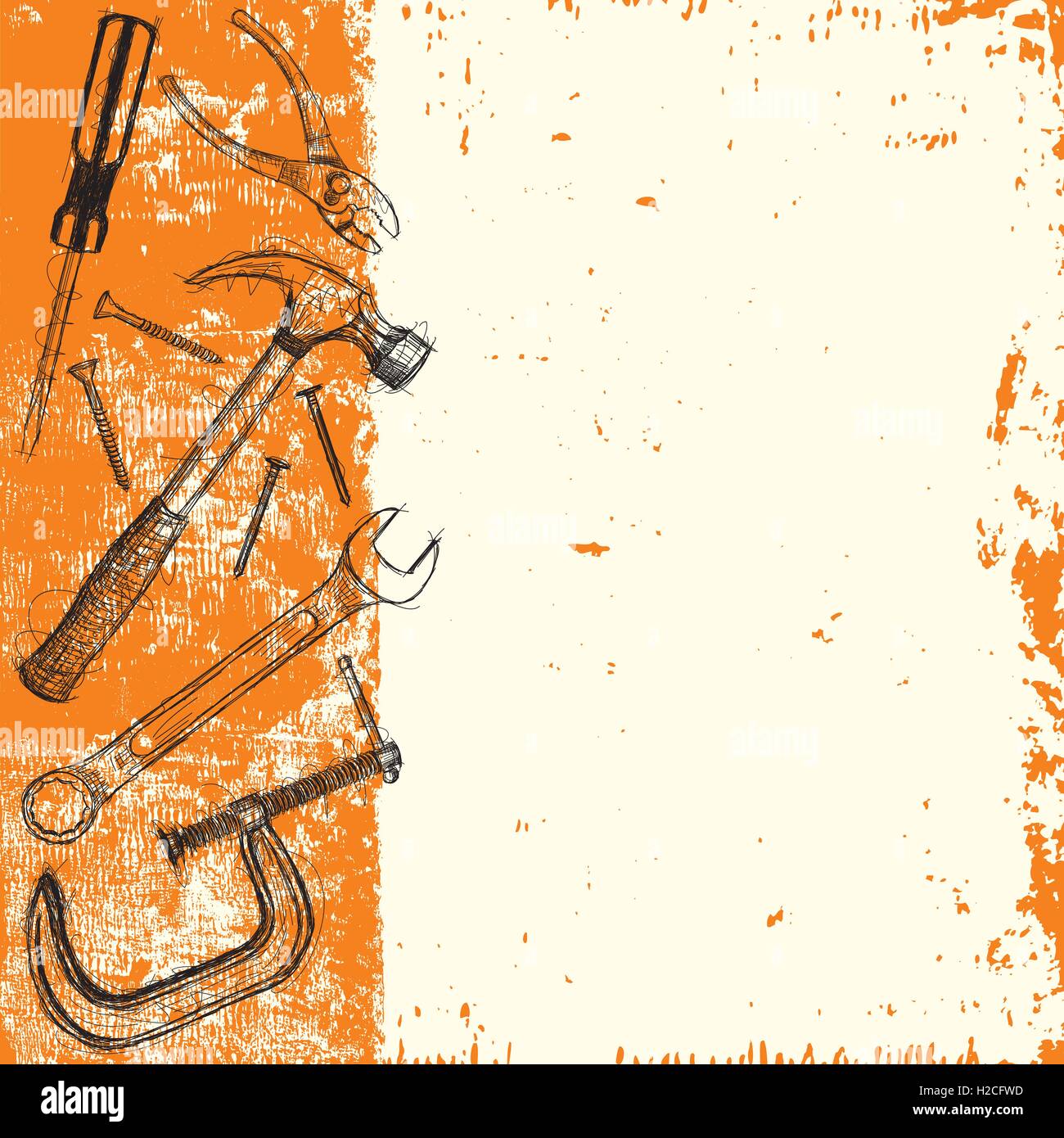 Construction tool sketches Sketchy, hand drawn construction tools over