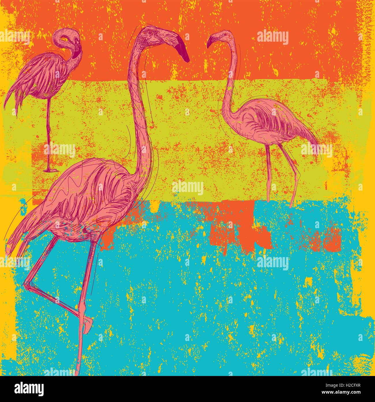 Pink flamingo line drawing hi-res stock photography and images - Alamy
