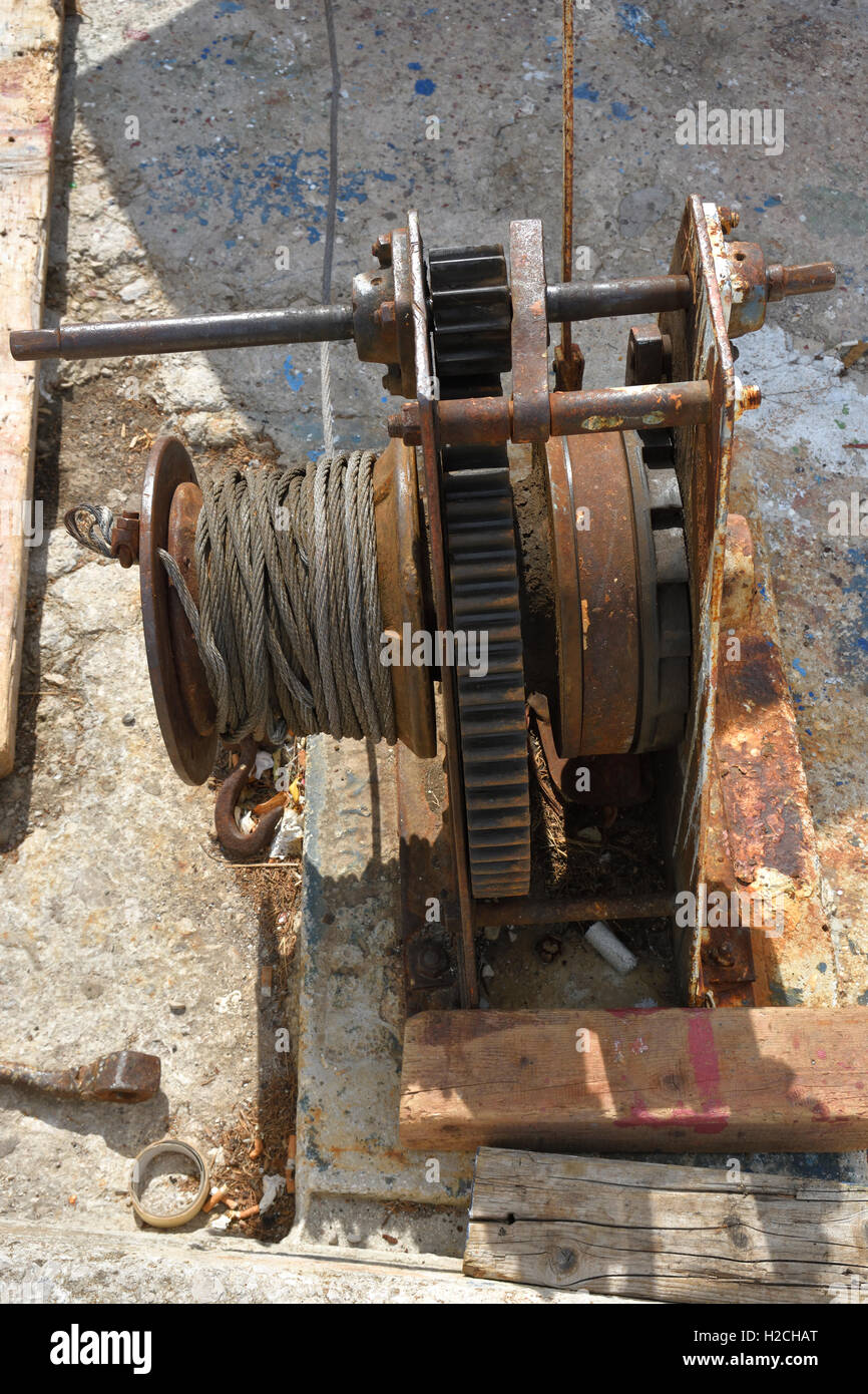 Old winch used to tow boats up from the sea,picture from Island Brac in