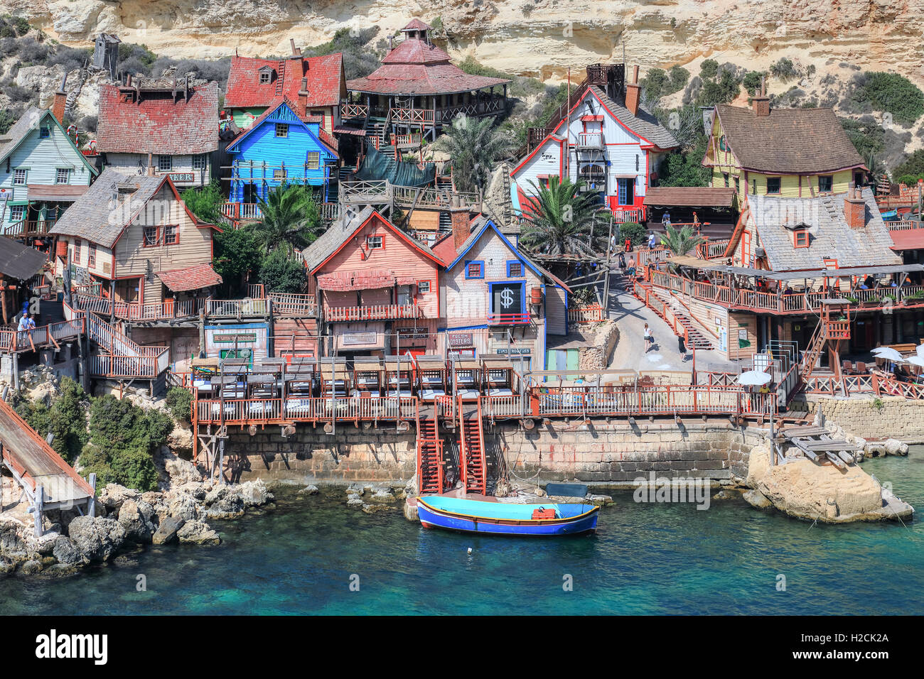 Popeye Village, Anchor Bay, Malta Stock Photo