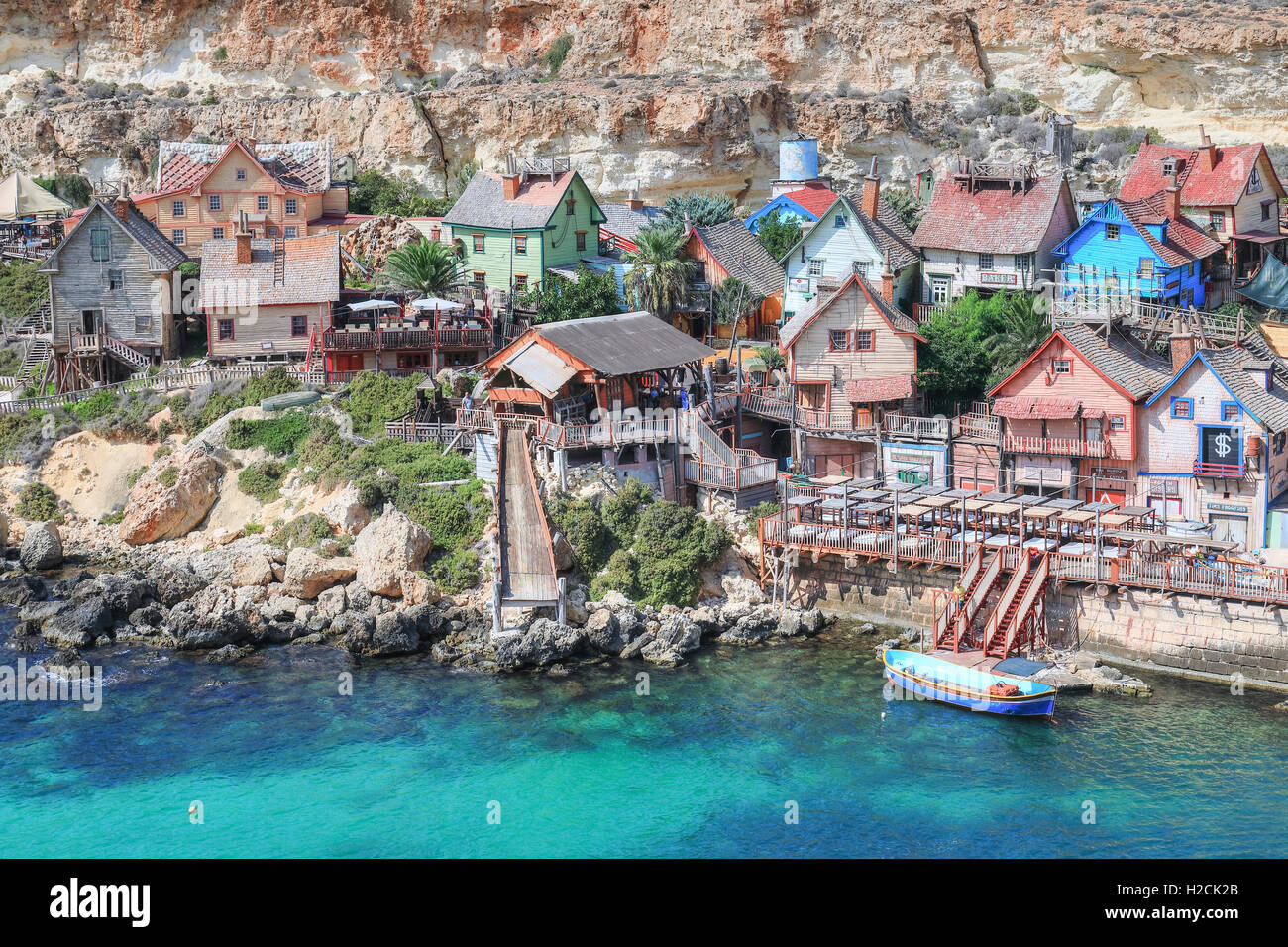 Popeye Village, Anchor Bay, Malta Stock Photo