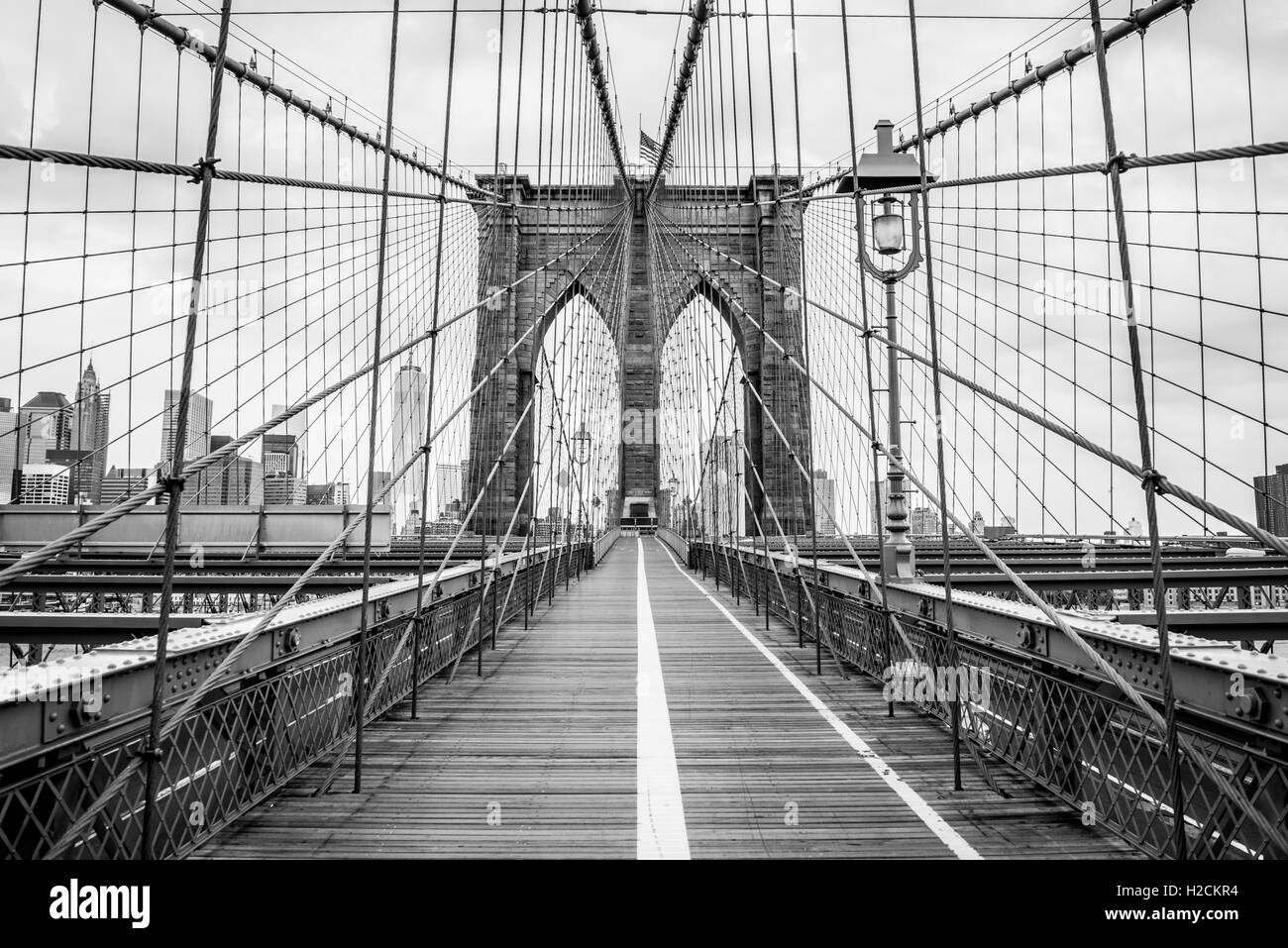 Manhattan Bridge, New York. Black and White Architecture and Landmark