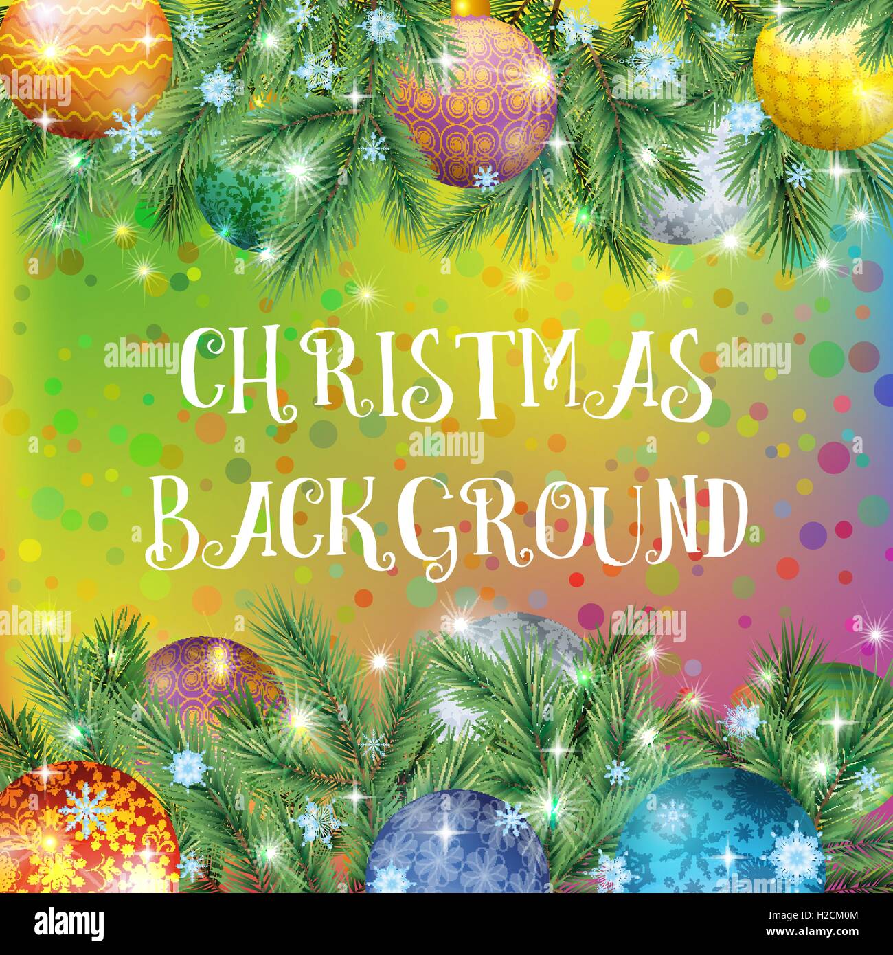 Christmas Background with Fir and Balls Stock Vector Image & Art - Alamy