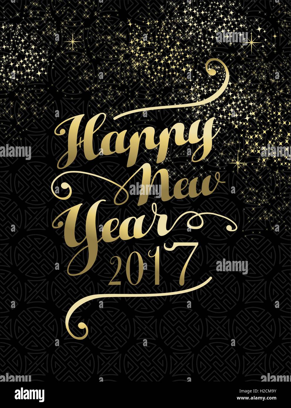 Happy New Year 2017 gold luxury lettering design illustration. Ideal for holiday greeting card or poster. EPS10 vector. Stock Vector