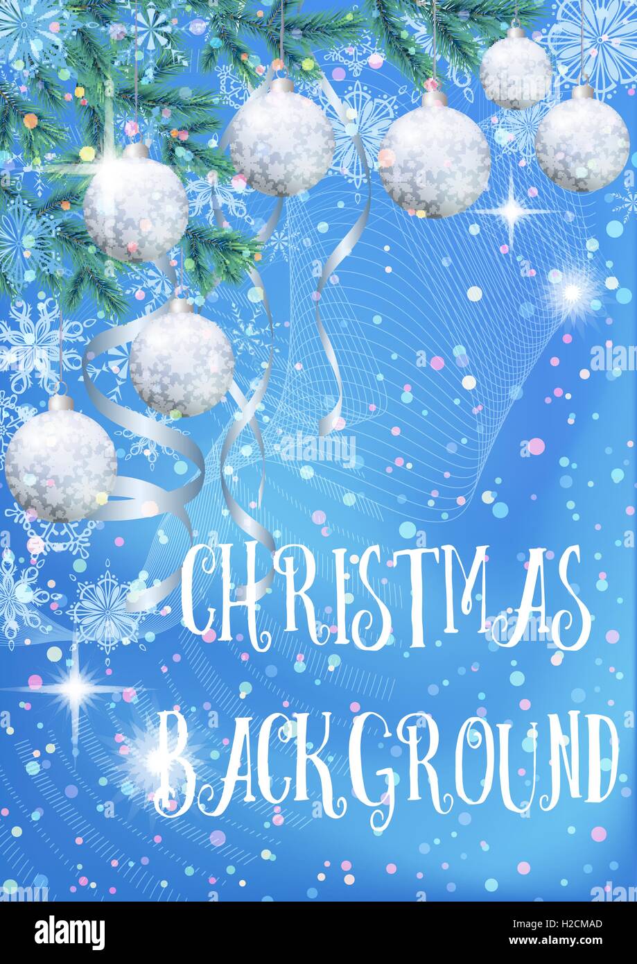 Christmas Background with Fir and Balls Stock Vector Image & Art - Alamy