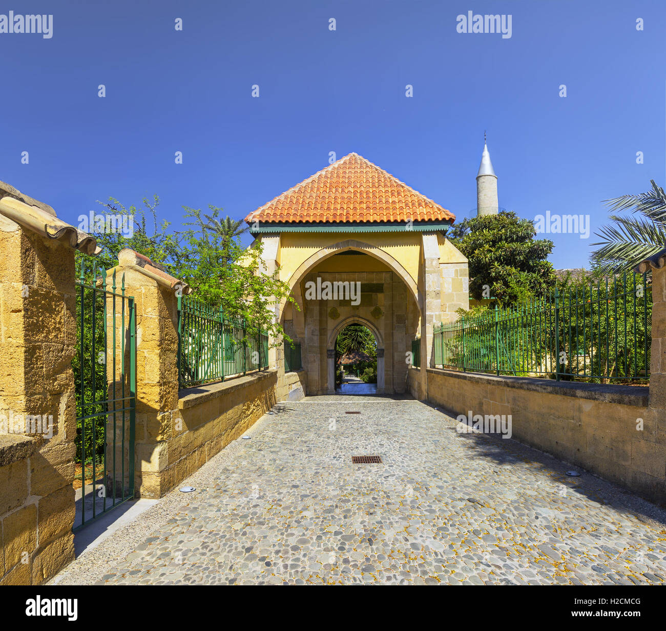 Entrance to the Hala Sultan Tekke. Larnaca. Cyprus. Stock Photo