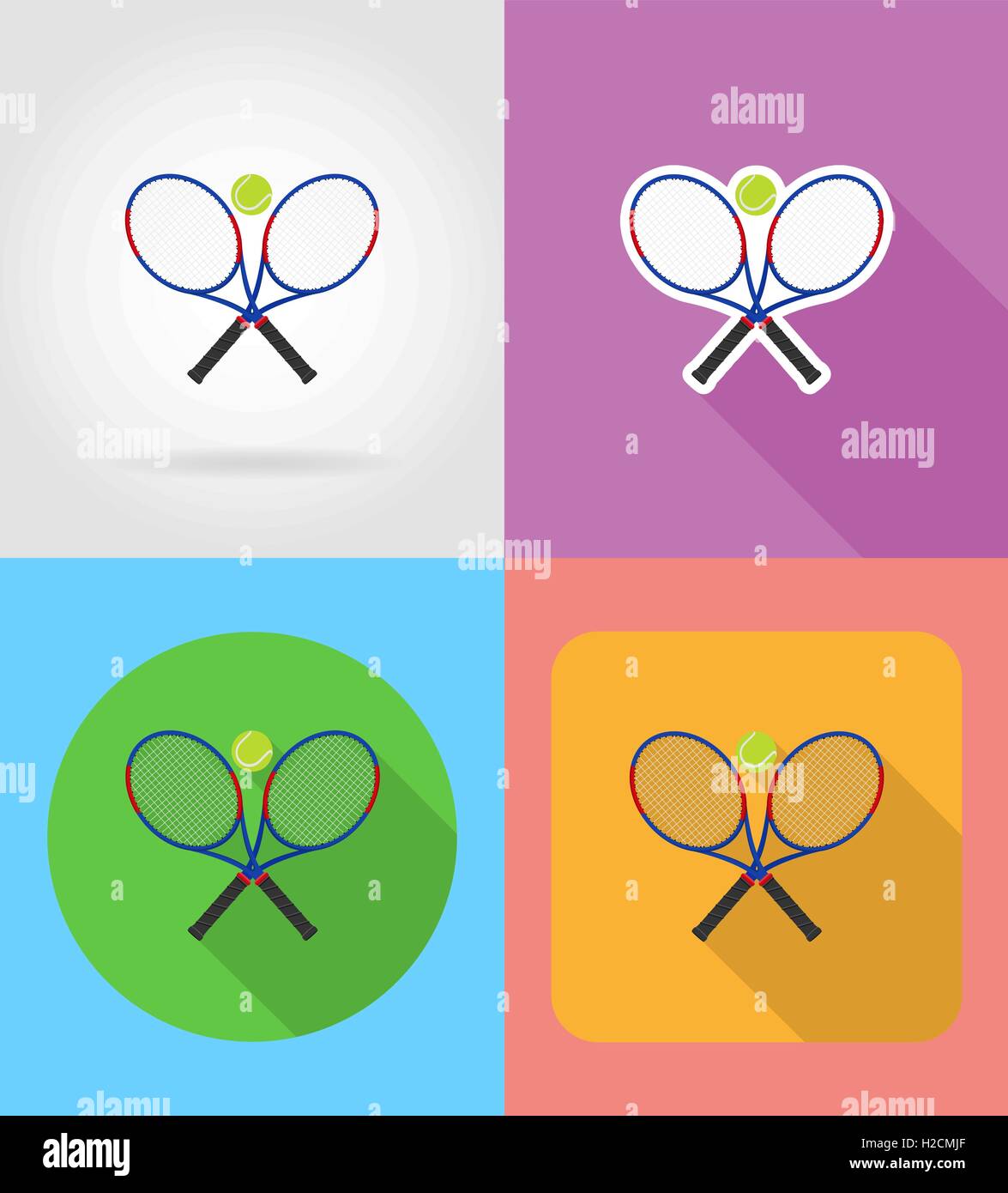 tennis racket and ball flat icons vector illustration isolated on ...