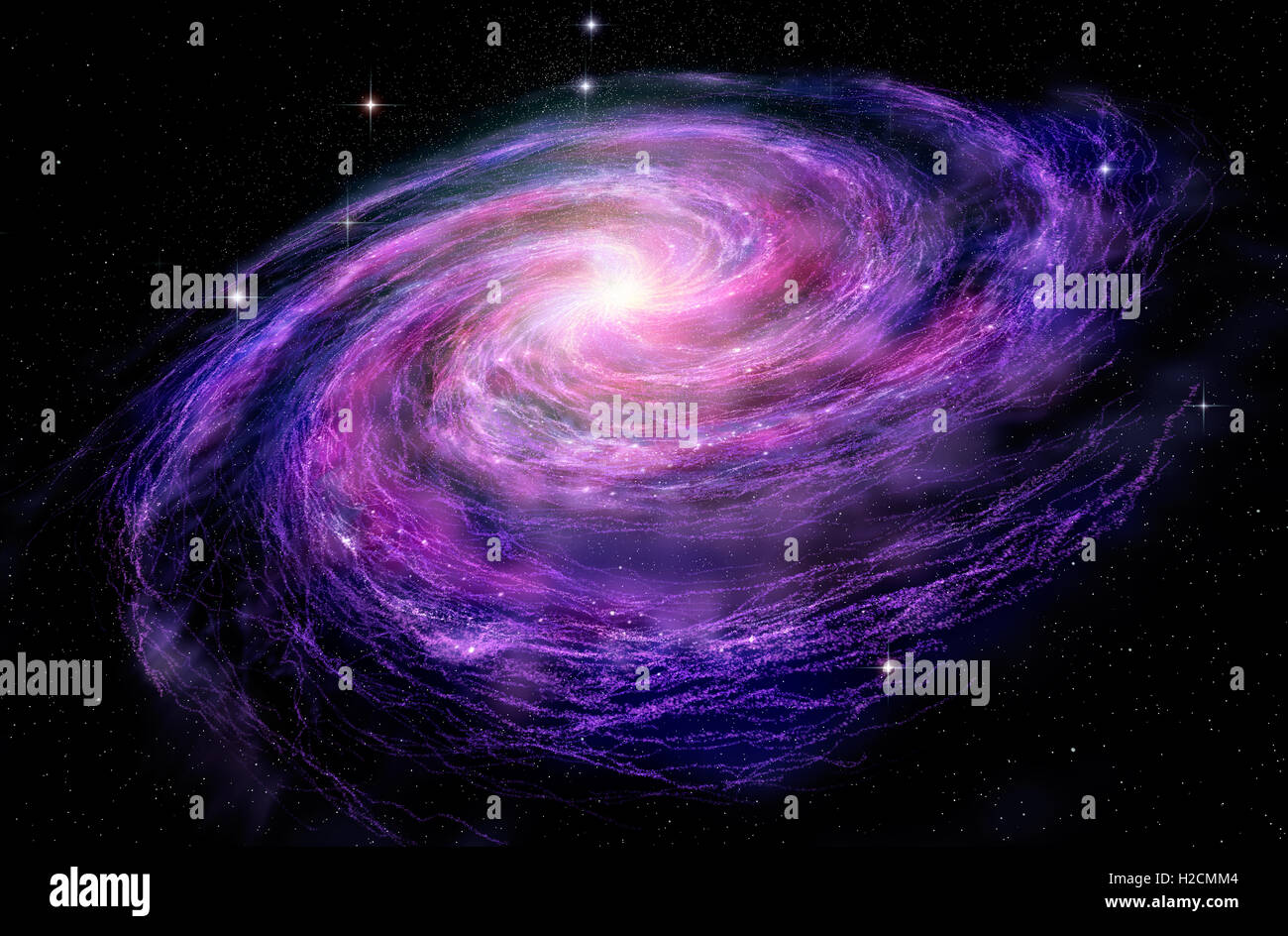Spiral Galaxy in deep space, 3D illustration Stock Photo - Alamy