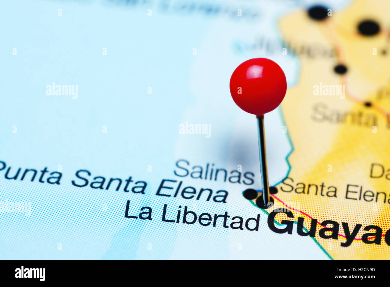 La Libertad pinned on a map of Ecuador Stock Photo
