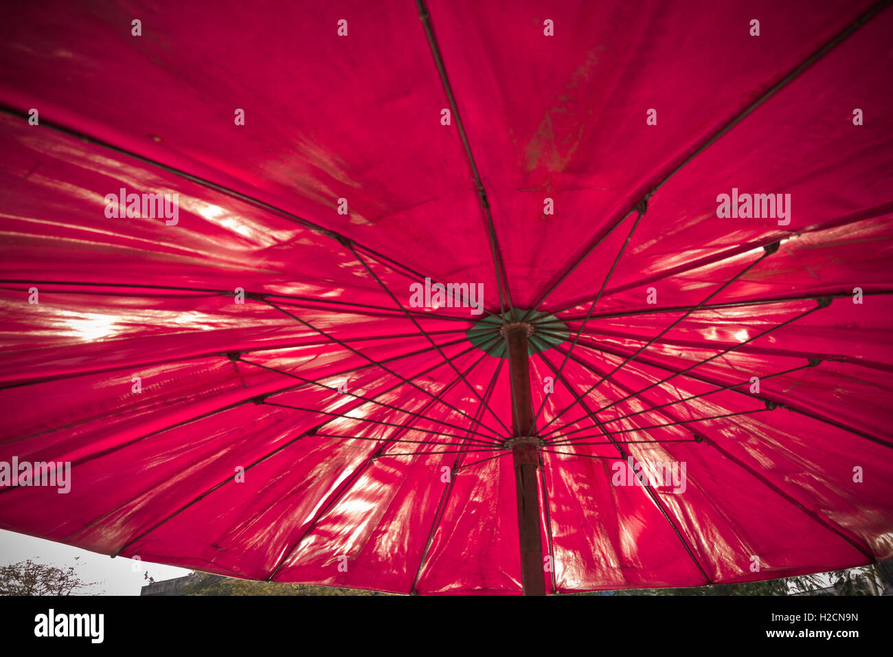 Close up dirty red umbrella Stock Photo Alamy