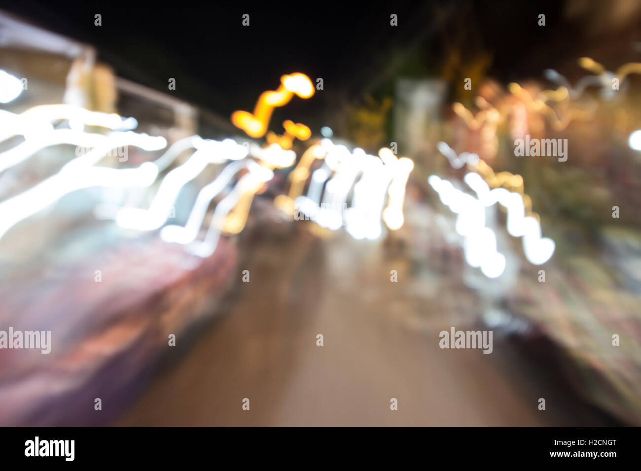 View of city night lights blurred  background, defocus Stock Photo
