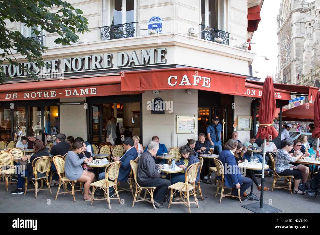 Aux Tours De Notre Dame, cafe/restaurant in Paris, France Stock Photo