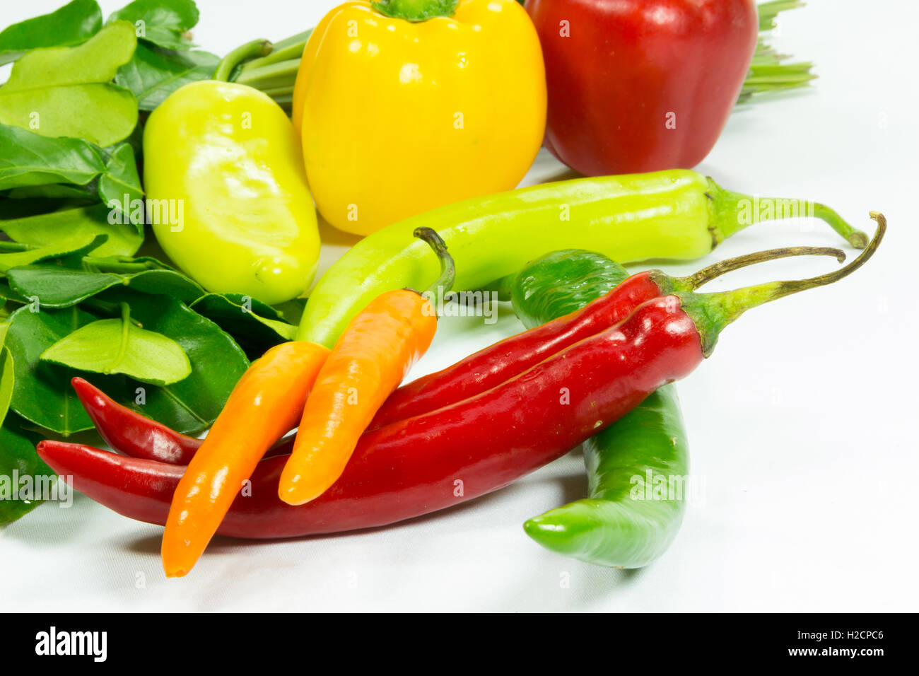 Group of herb ingredients for cooking thai food Stock Photo