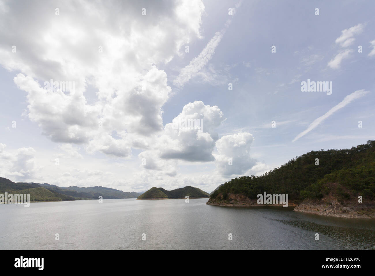 Landscape of river and forest at srinakarin dam thailand Stock Photo