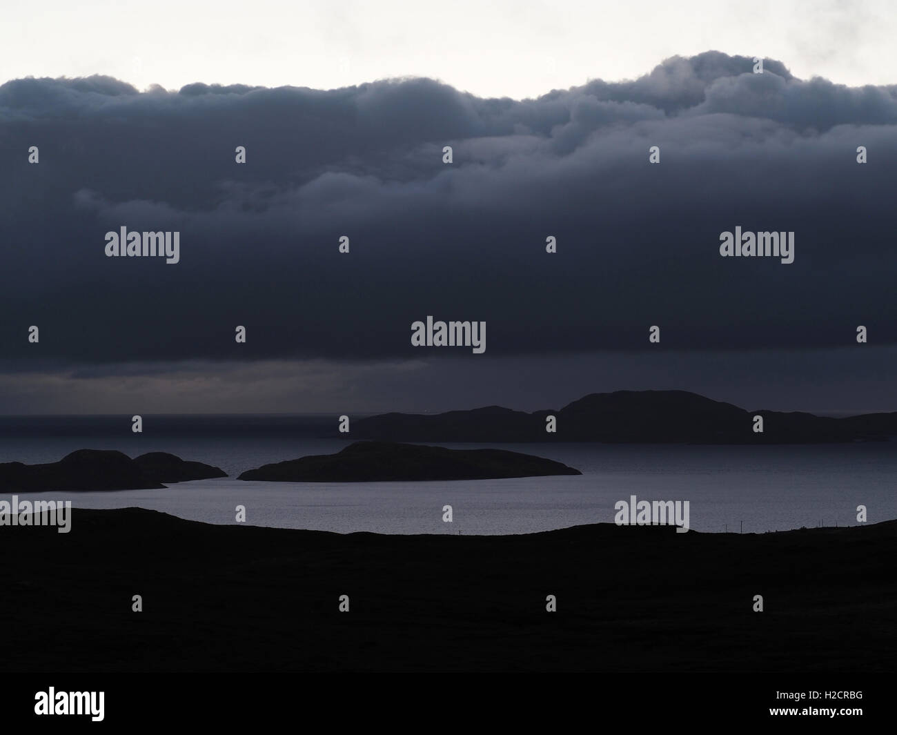 Twilight sky over Summer Isles from Achiltibuie, Coigach, Scotland Stock Photo