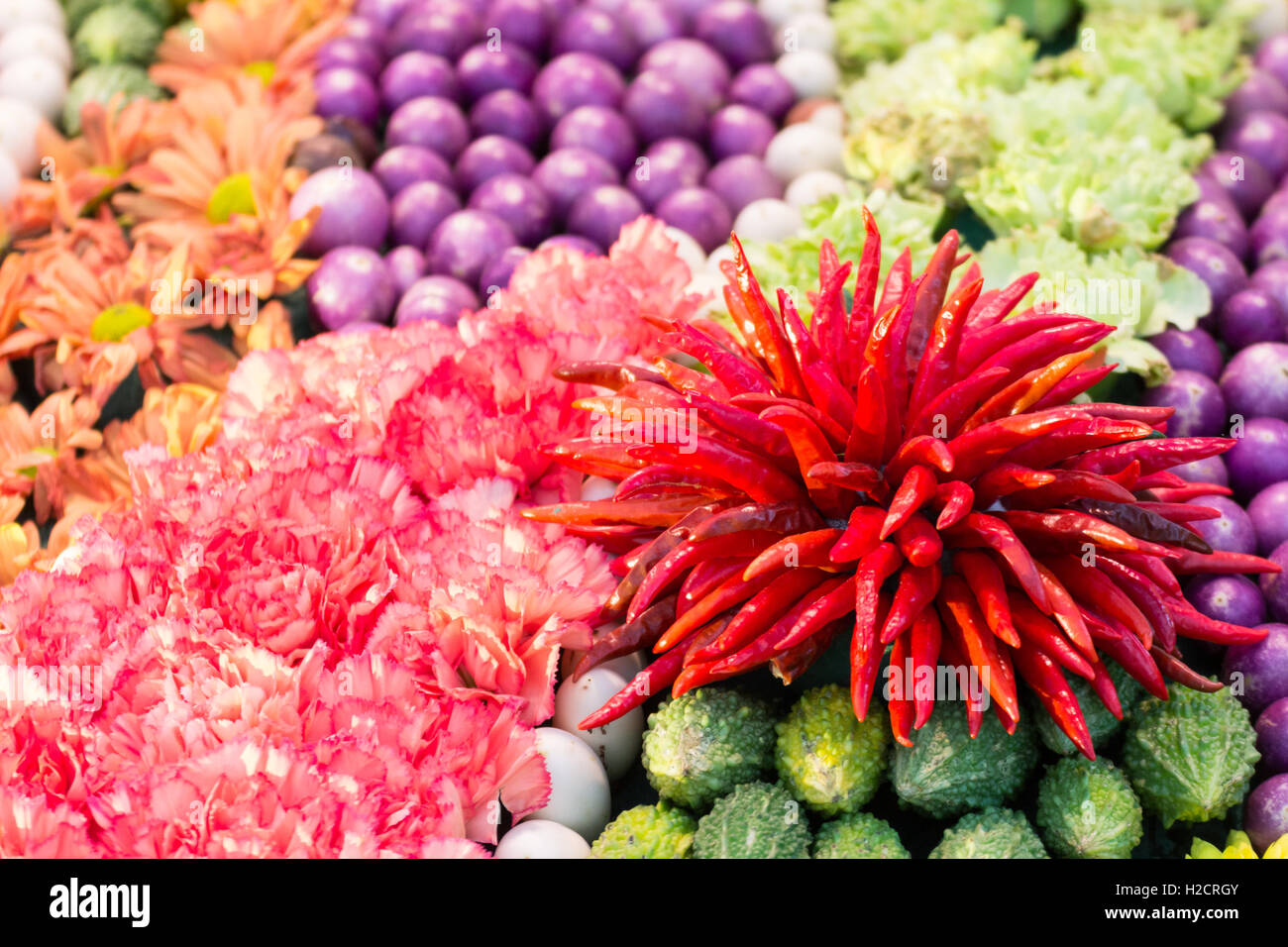 Group of herb fruit and vegetable ingredients for cooking Stock Photo