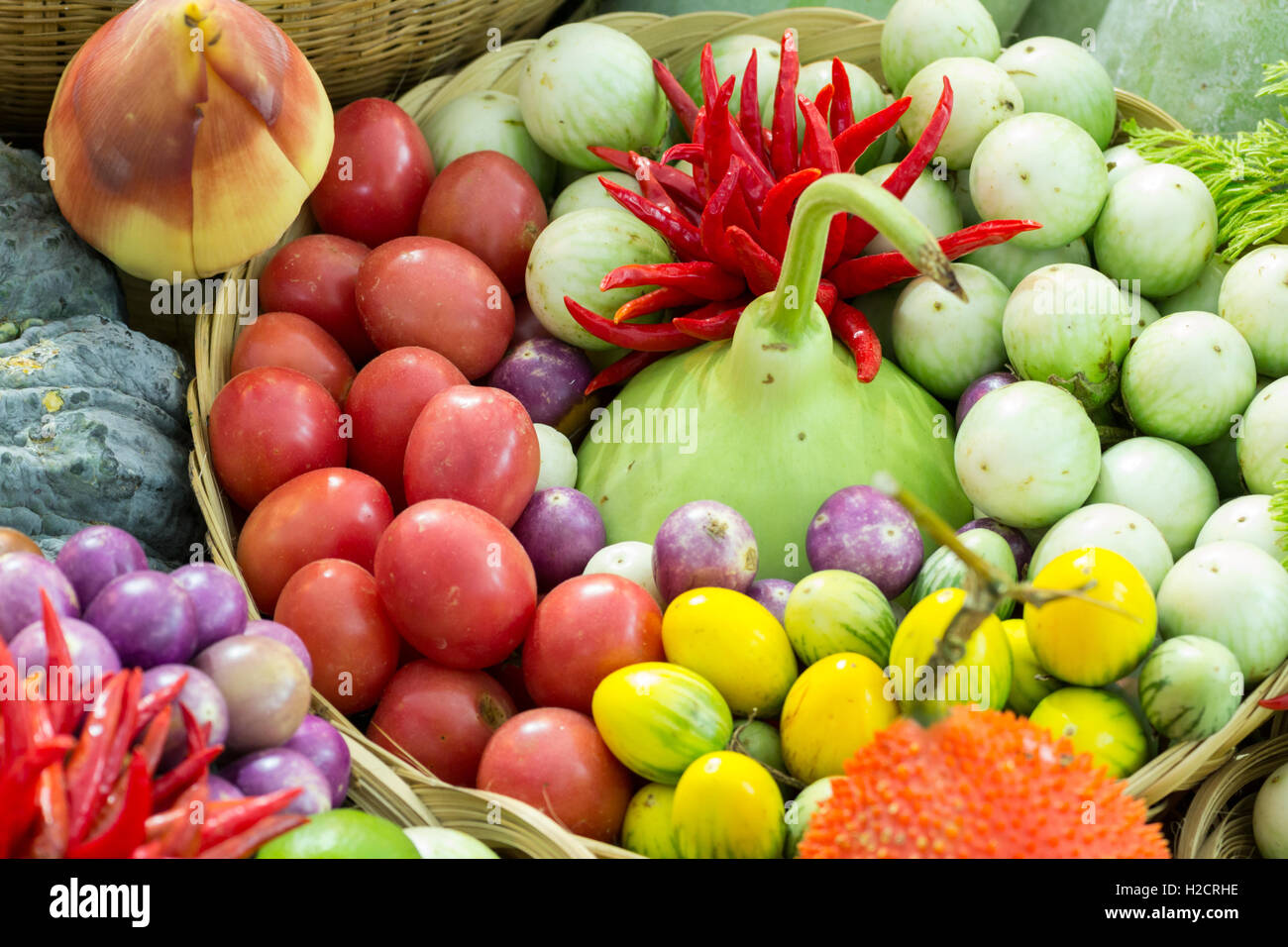 Group of herb fruit and vegetable ingredients for cooking Stock Photo