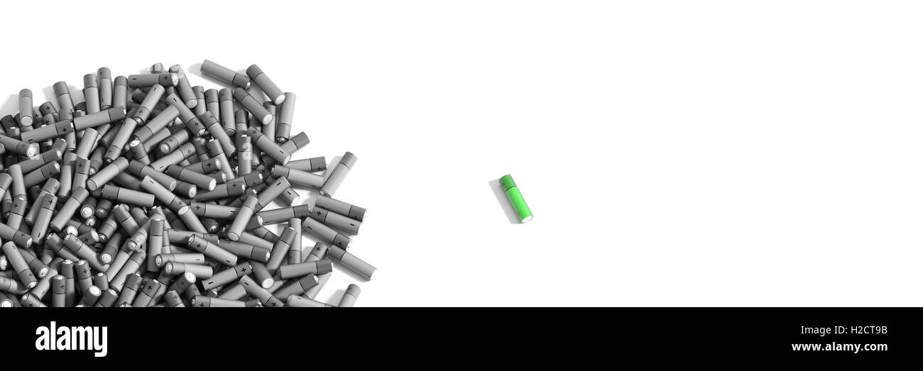 Infinite alkaline batteries on a plane, original 3d rendering Stock