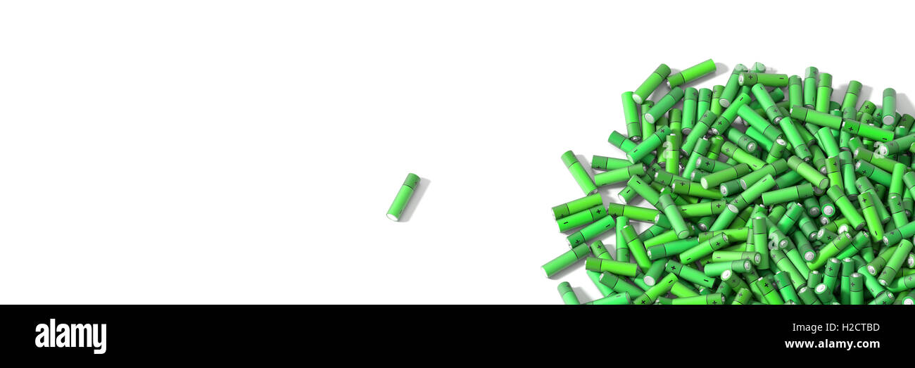 Infinite alkaline batteries on a plane, original 3d rendering Stock