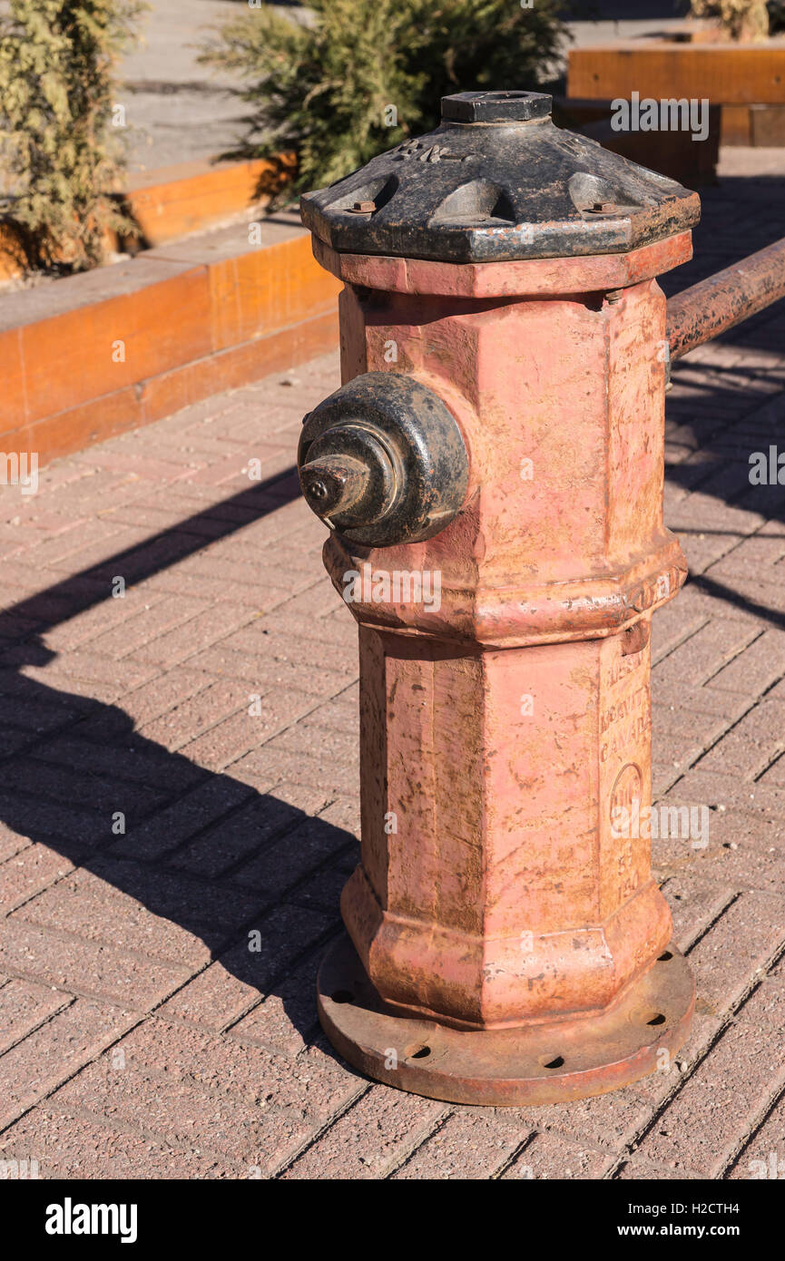 Fire hydrant at historic old fire station, Fire Station No. 3, built in 1906, Inglewood, Calgary, Alberta, Canada Stock Photo