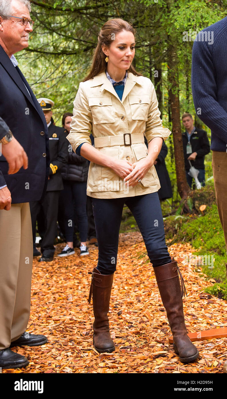 The Duke and Duchess of Cambridge during a visit to the Great Bear Rainforest in Bella Bella, Canada, during the third day of the Royal Tour to Canada. Stock Photo