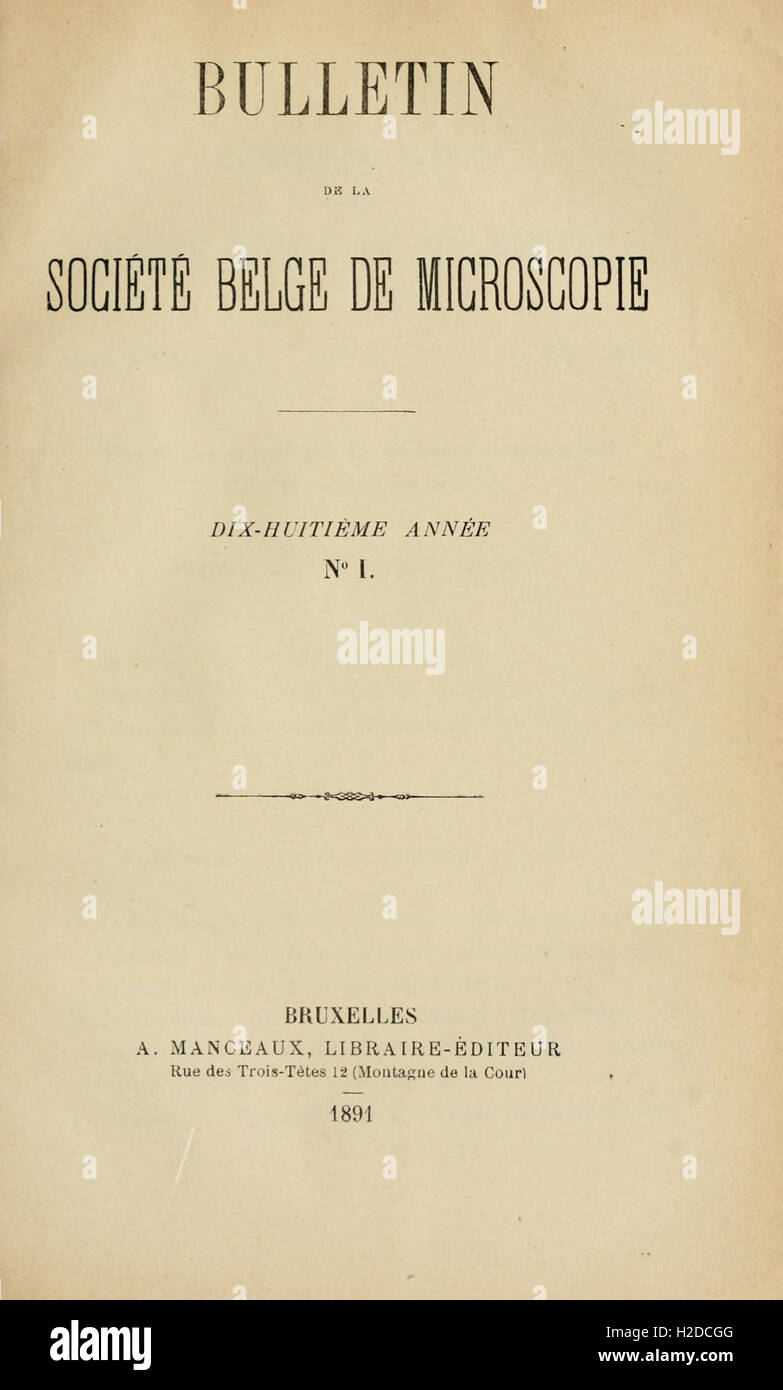 Annales de la Société belge de microscopie (Page 1) Stock Photo