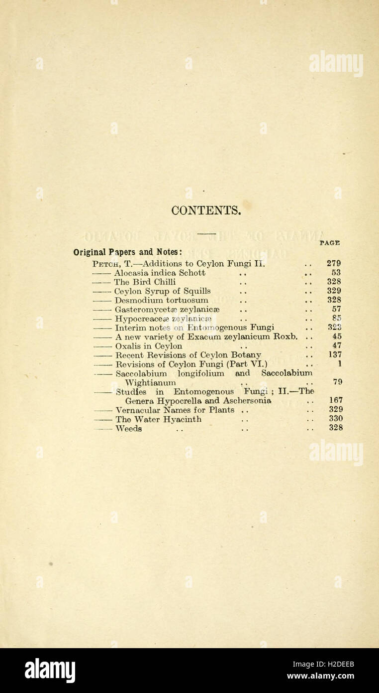Annals of the Royal Botanic Gardens, Peradeniya Stock Photo