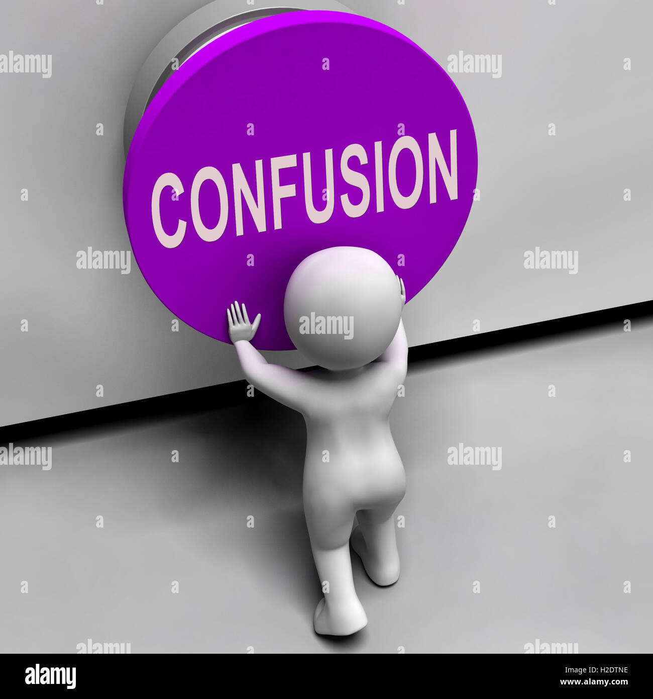 Confusion Button Means Puzzled Bewildered And Perplexed Stock Photo