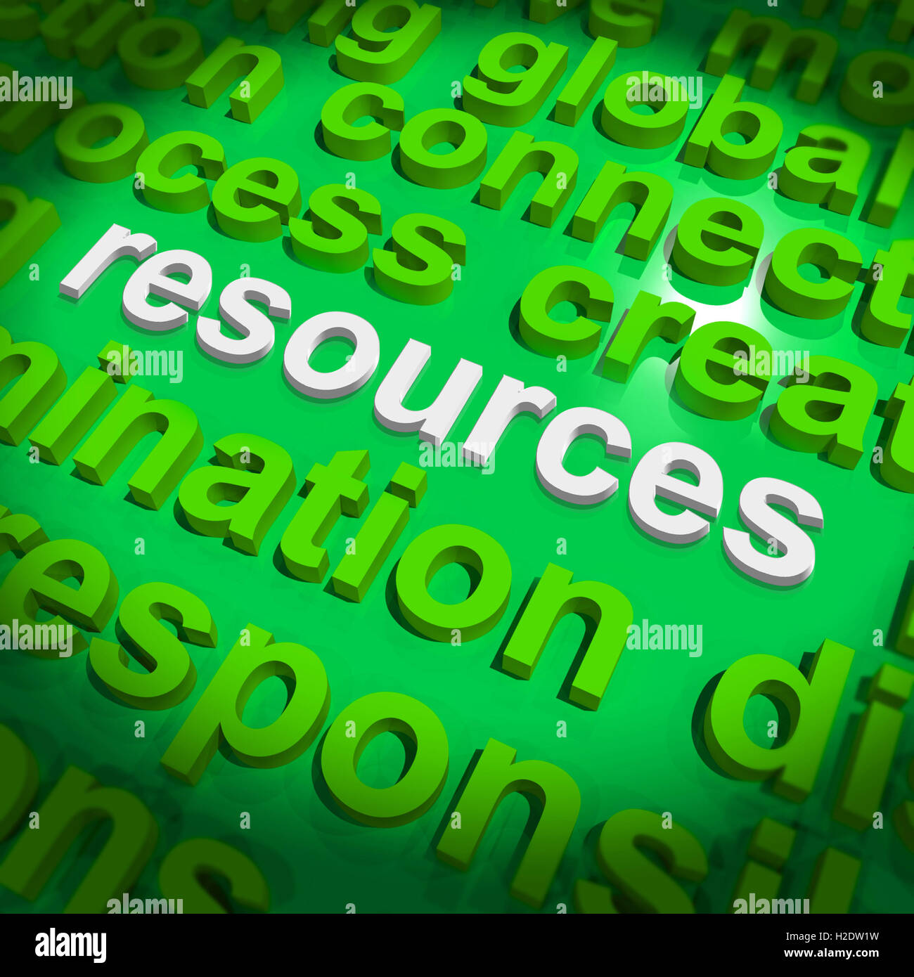 Resources Word Cloud Shows Assets Human Financial Input Stock Photo