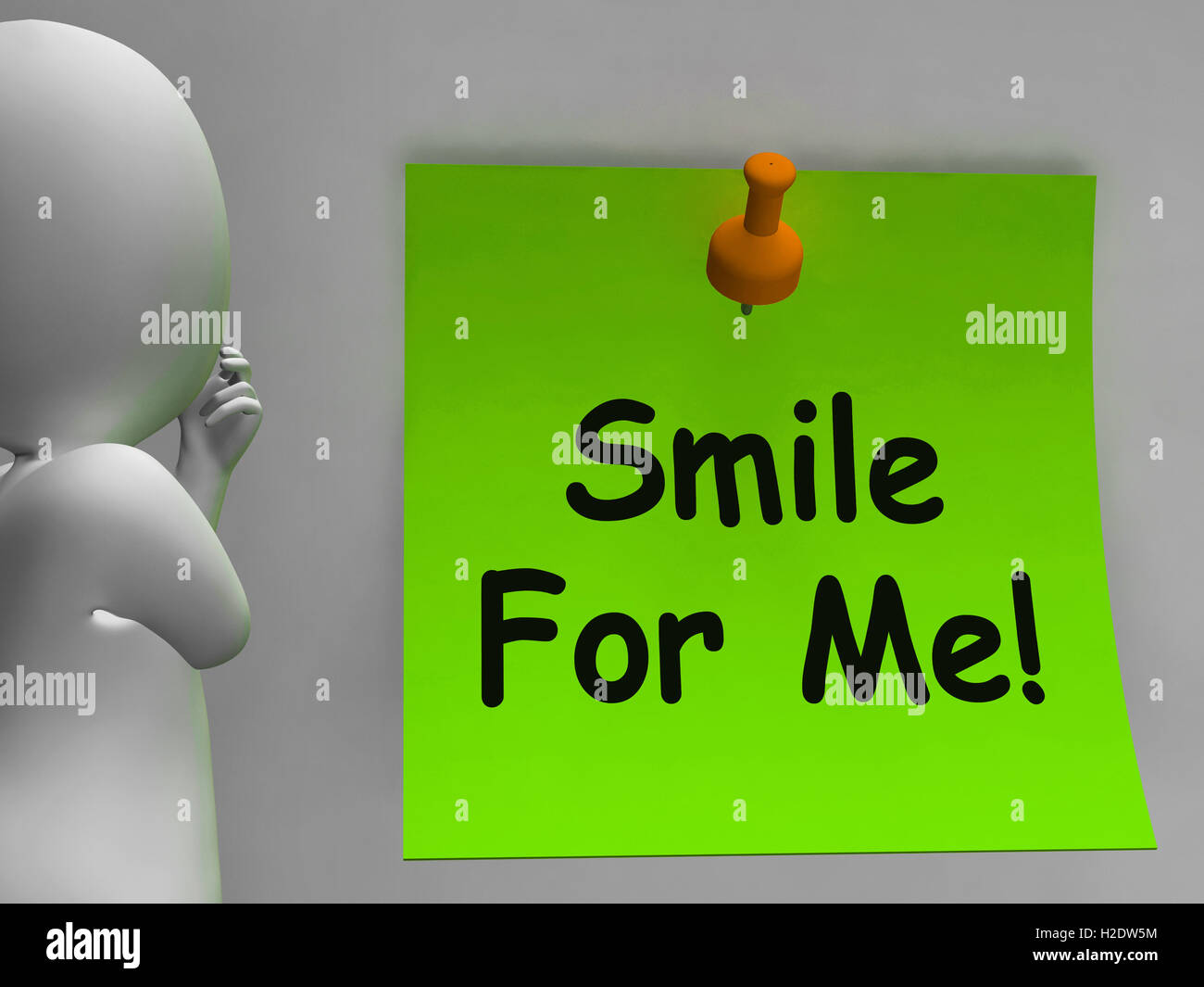 Smile For Me Note Means Be Happy Cheerful Stock Photo