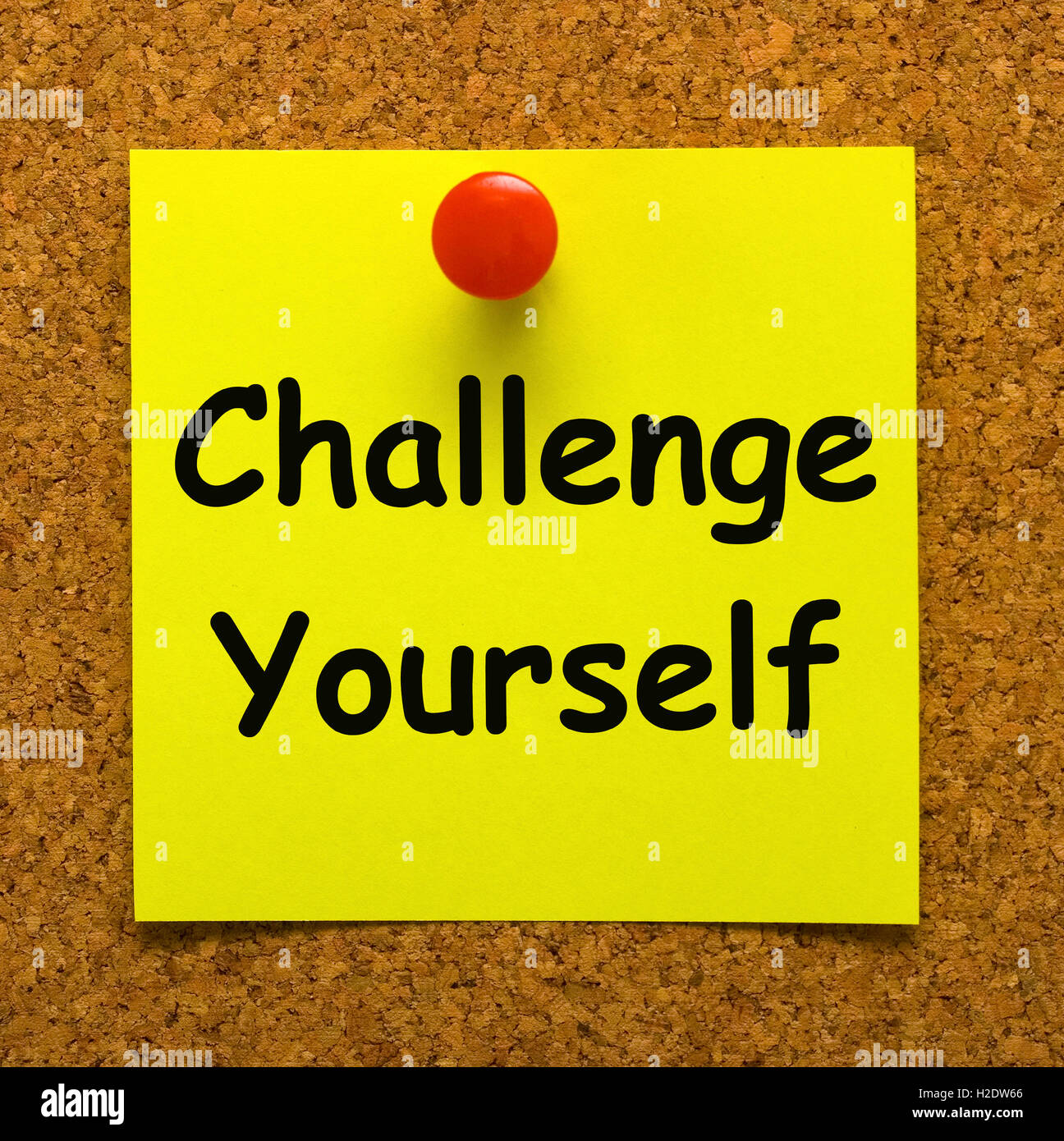 Challenge Yourself Note Means Be Determined And Motivated Stock Photo