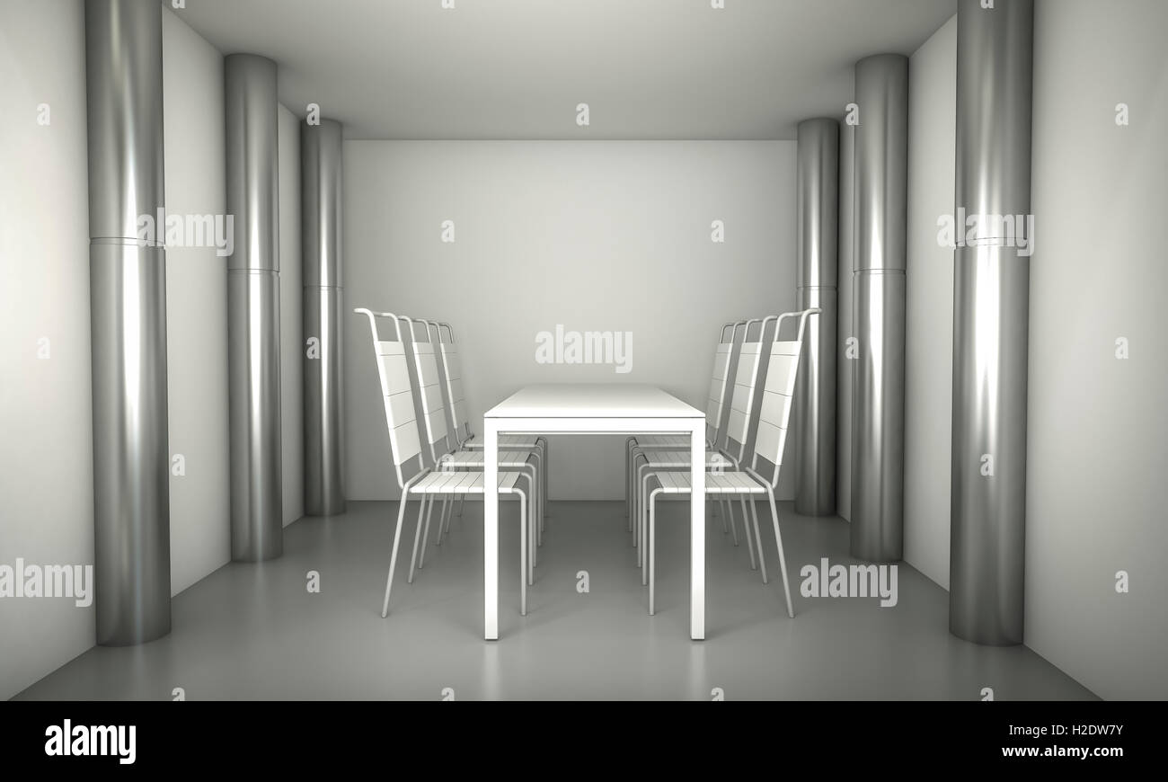 Luxury. Clean diner room, chairs and white table over clean spa Stock ...