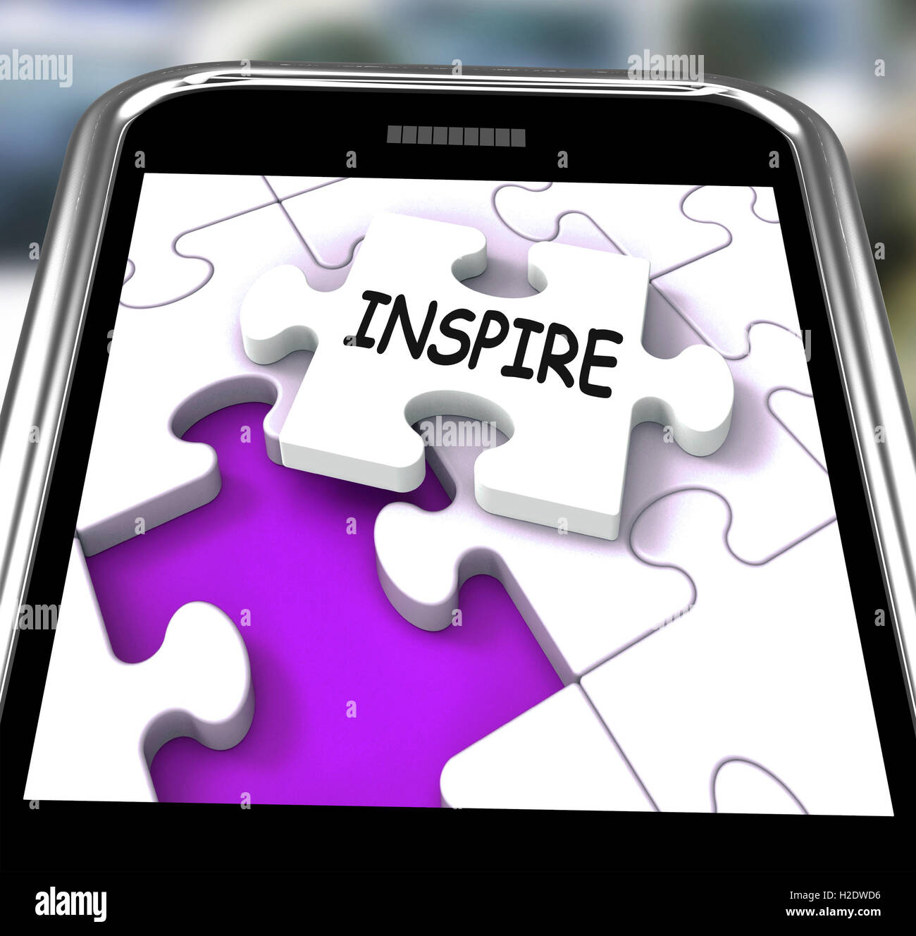 Inspire Smartphone Shows Originality Innovation And Creativity O Stock Photo