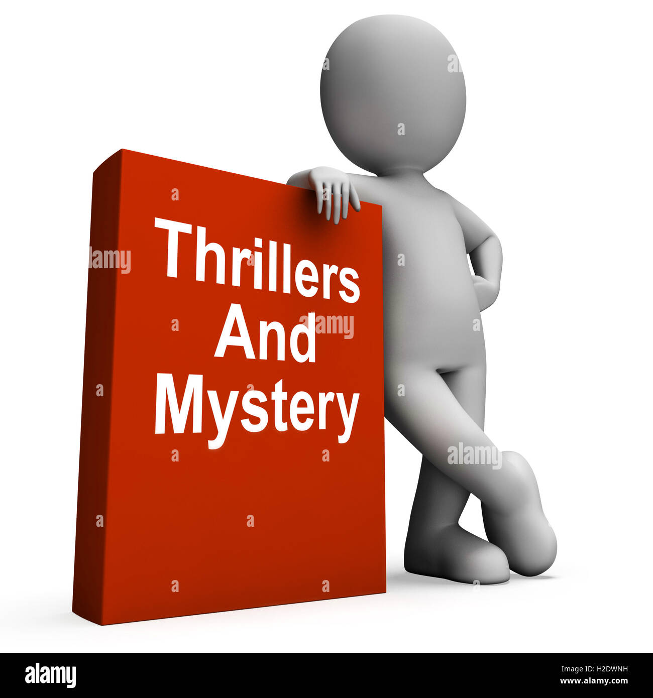 Thrillers And Mystery Book With Character Shows Genre Fiction Bo Stock Photo