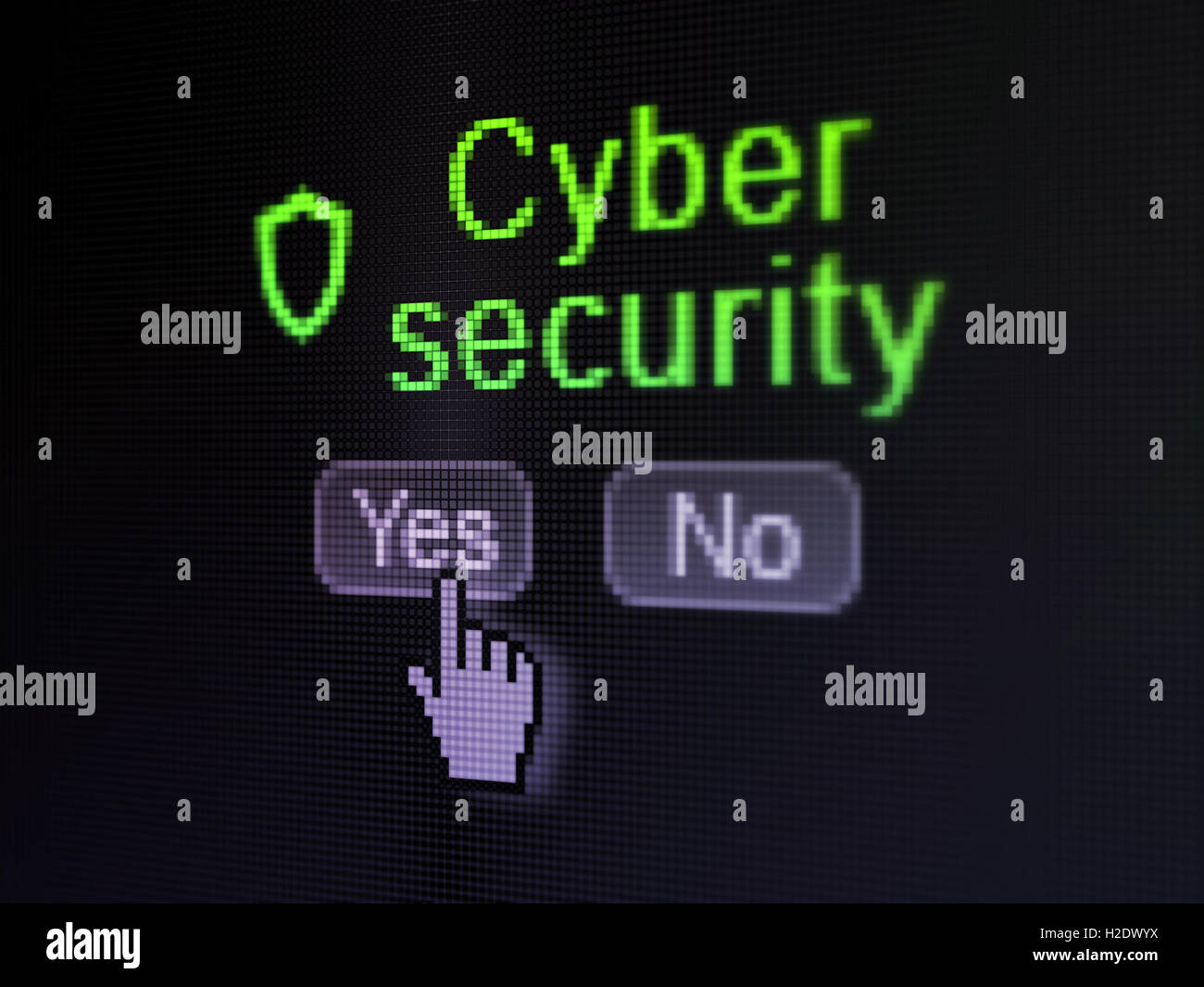 Safety concept: Contoured Shield icon and Cyber Security on digital ...