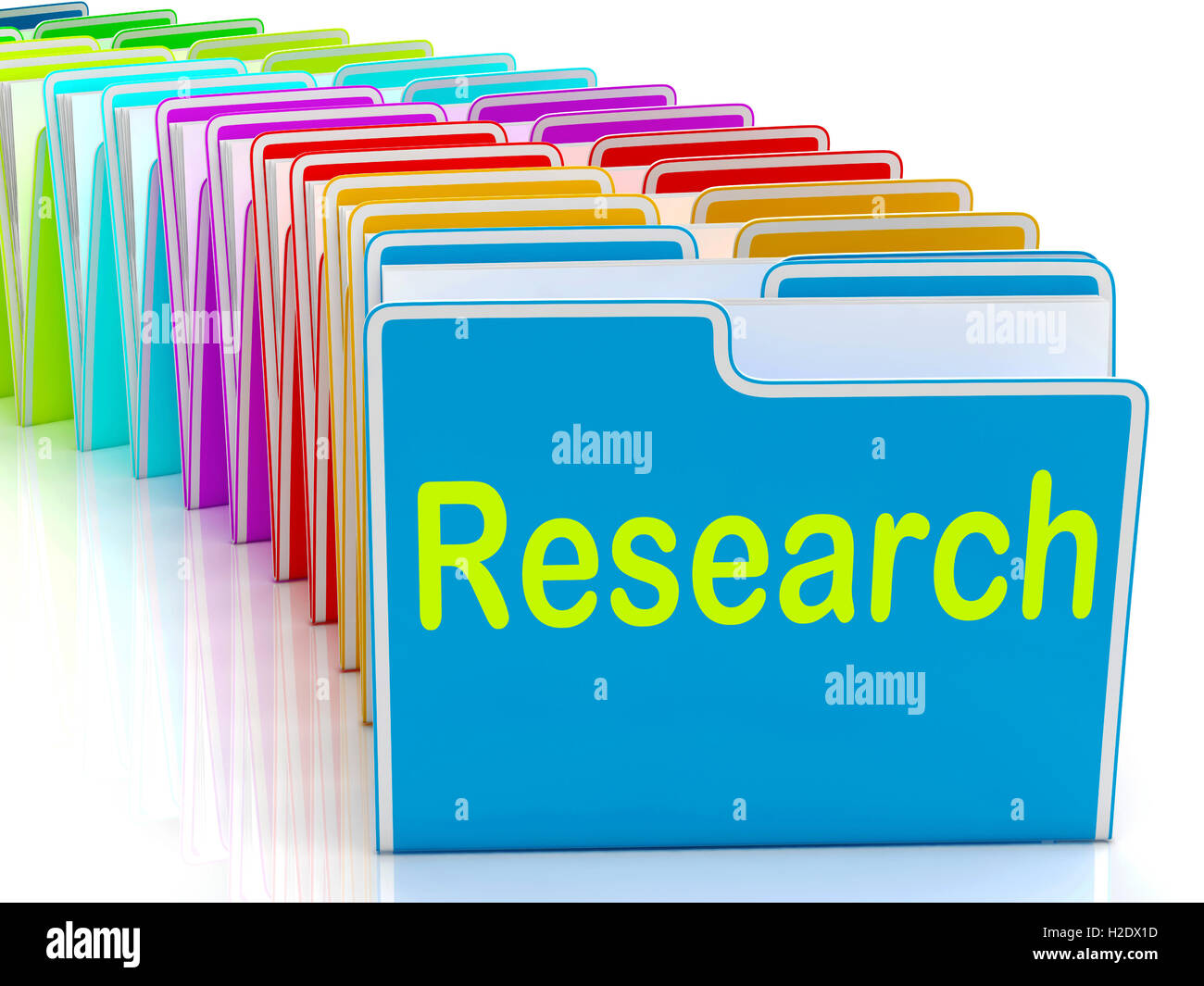 Research folders mean investigation gathering data and analysing stock photo alamy