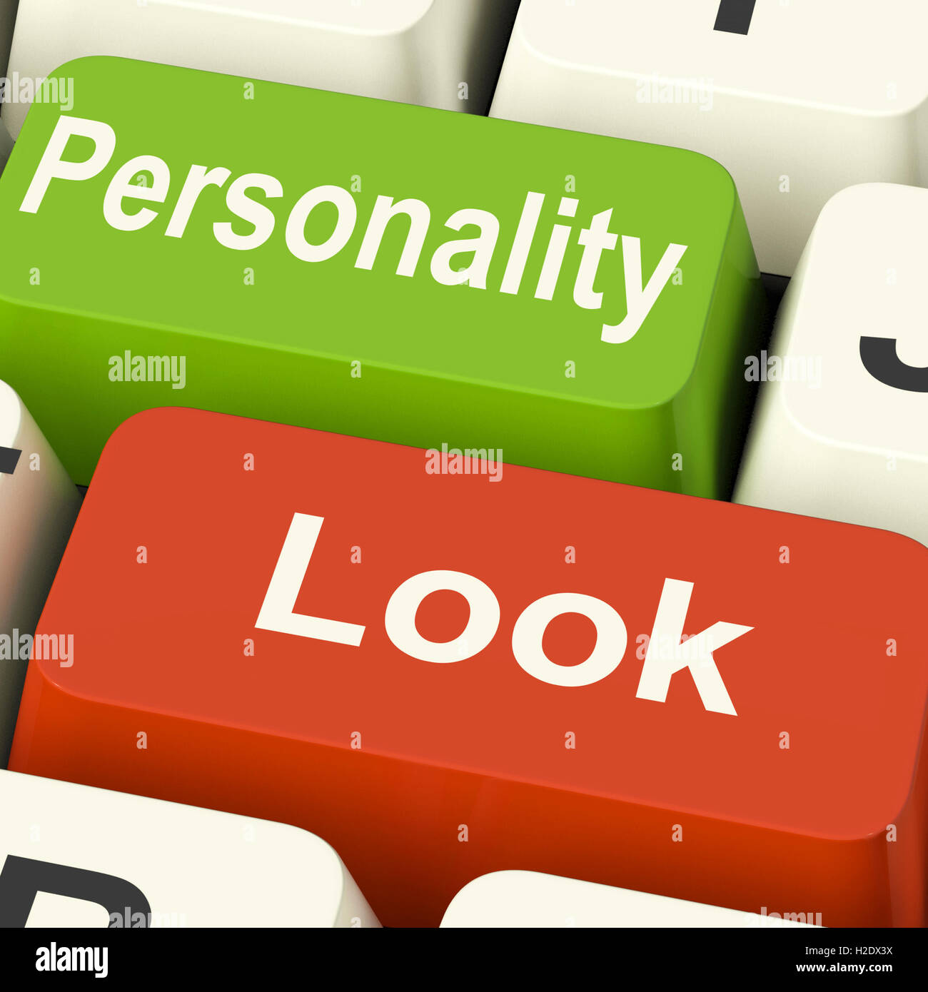 Look Personality Keys Shows Character Or Superficial Stock Photo - Alamy