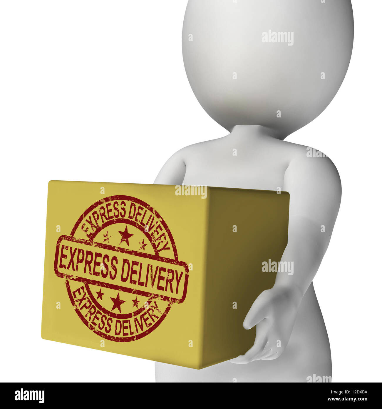 Express Delivery Box Means Sends And Delivers Quickly Stock Photo