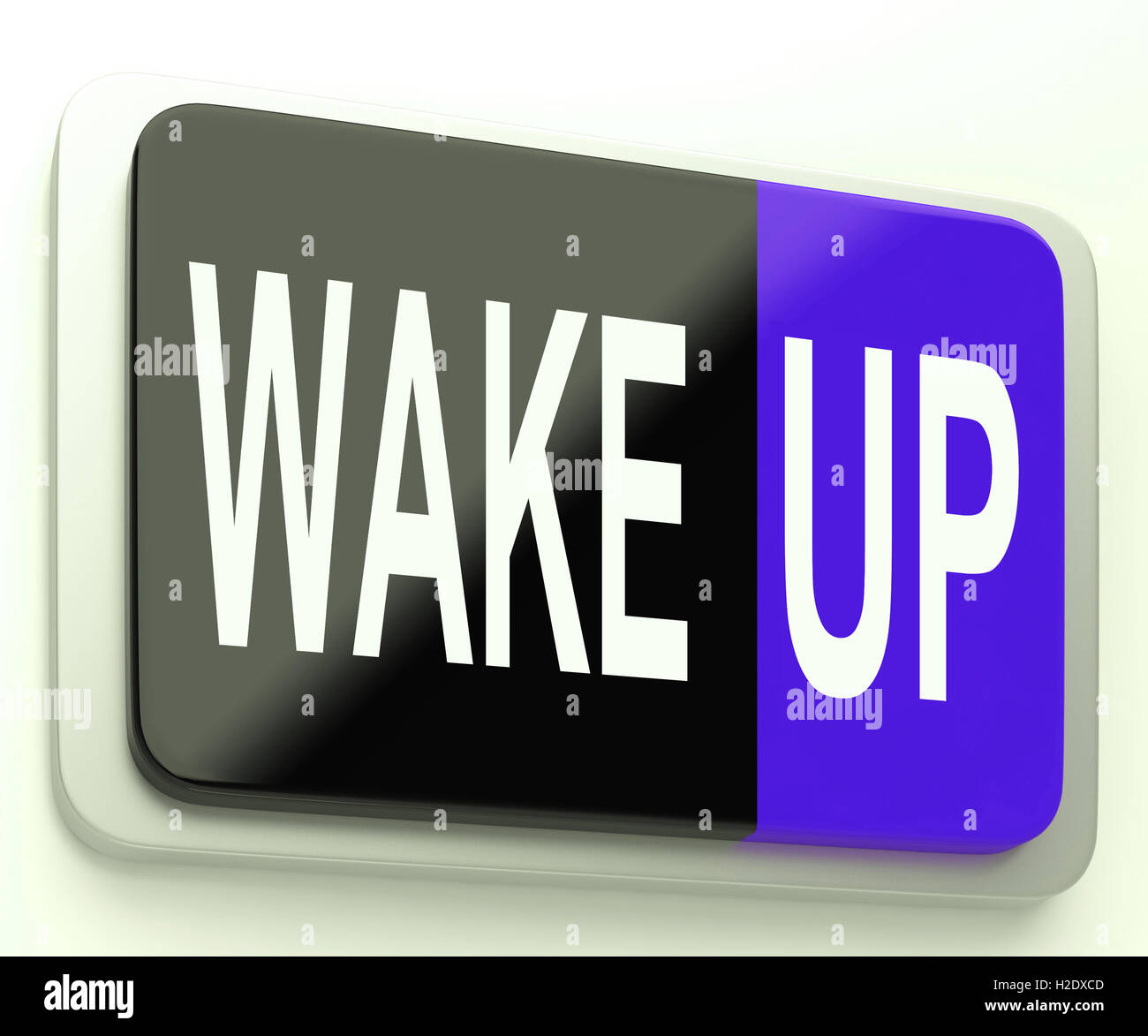 Wake Up Button Awake and Rise Stock Photo