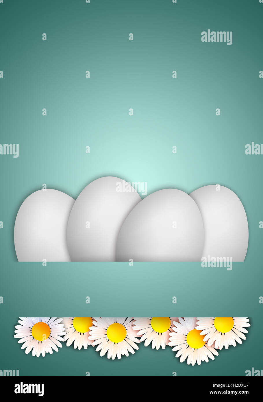 Eggs with daisies background Stock Photo Alamy