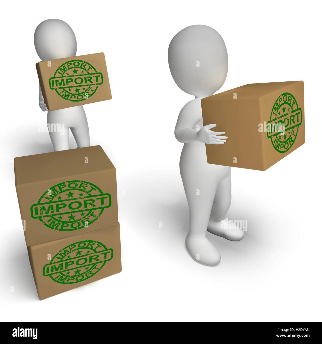 Import Boxes Show Importing Goods and Merchandise Stock Photo