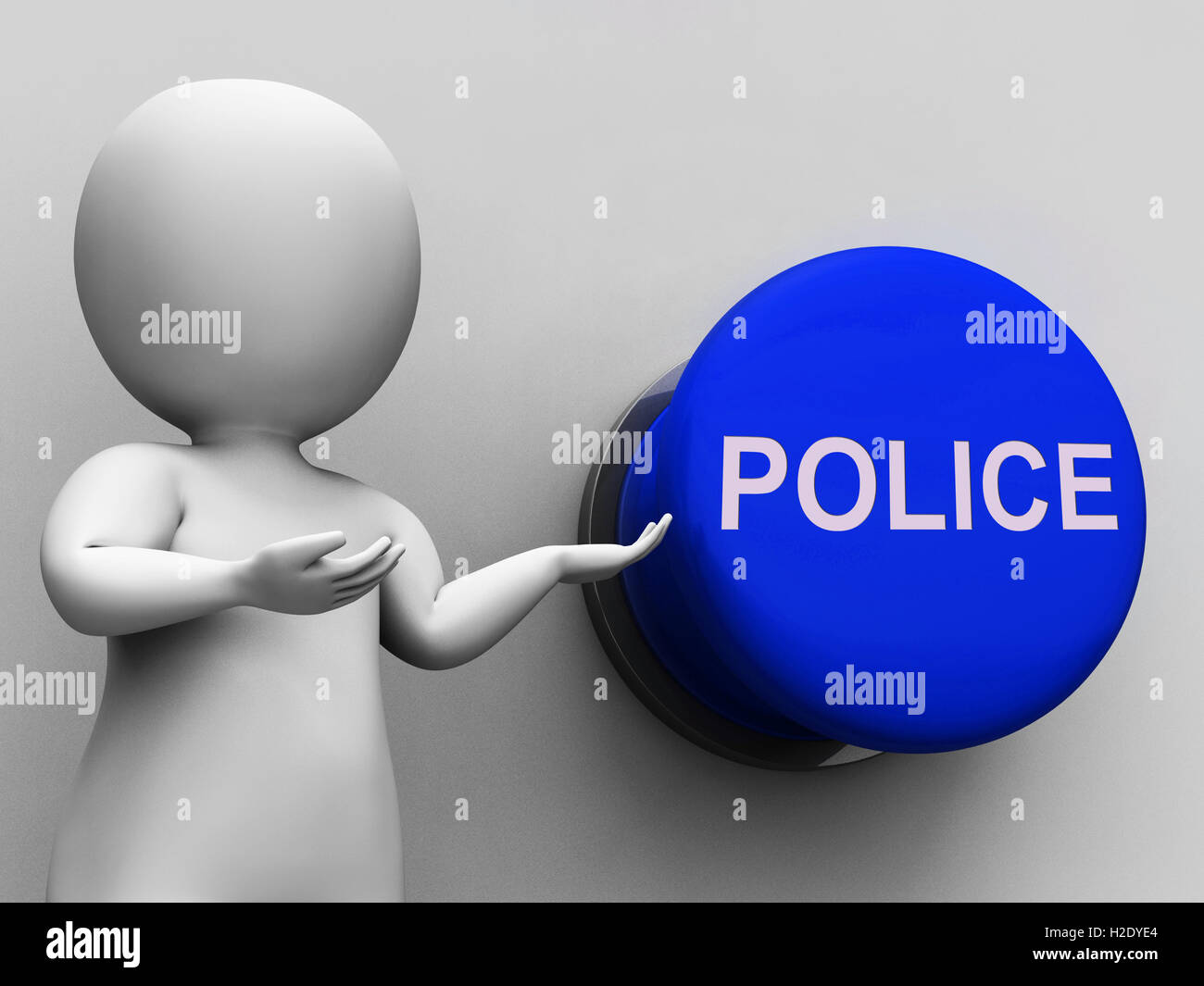 Police Button Means Law Enforcement Or Officer Stock Photo Alamy