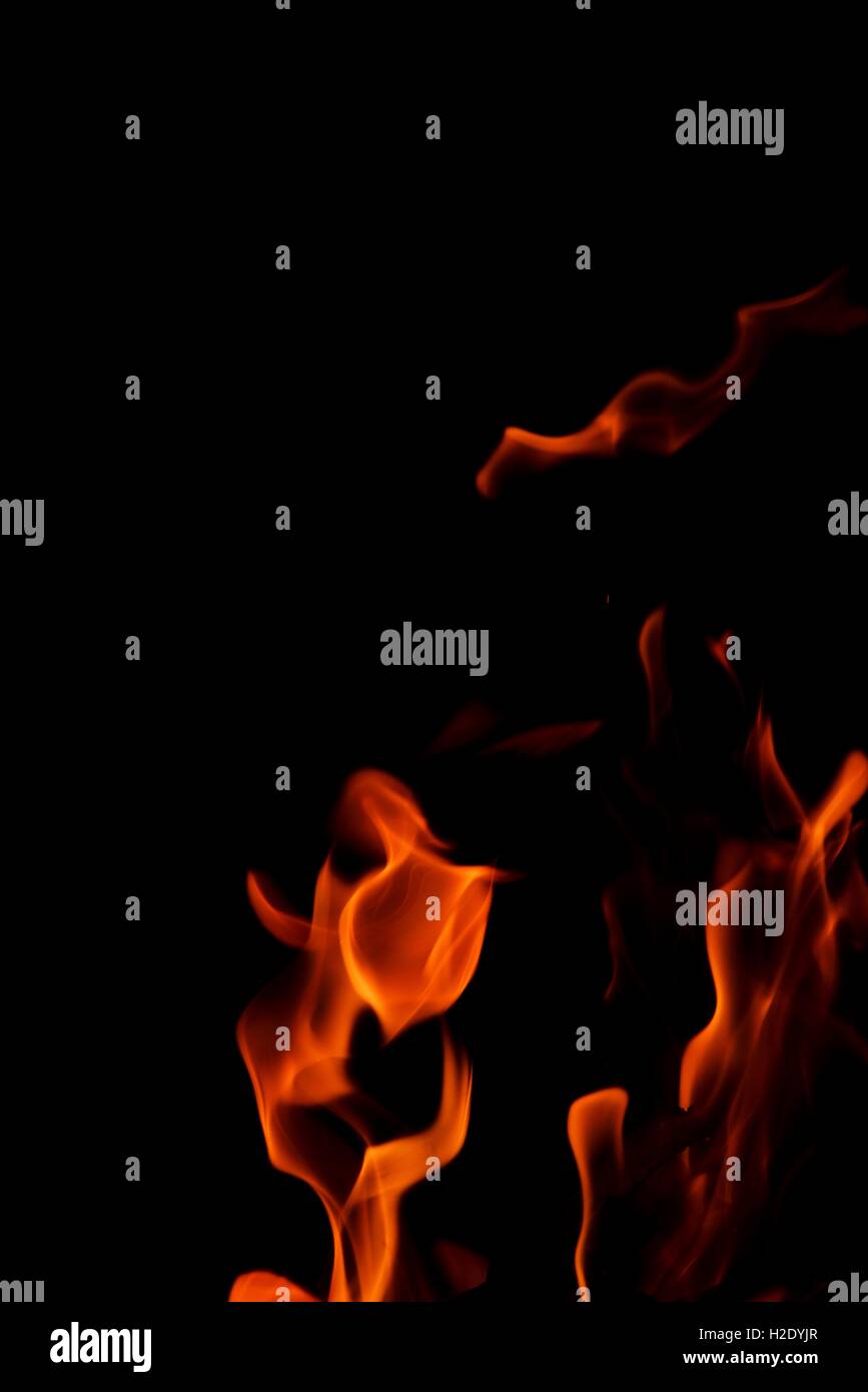 fire flame on black background Stock Photo - Alamy