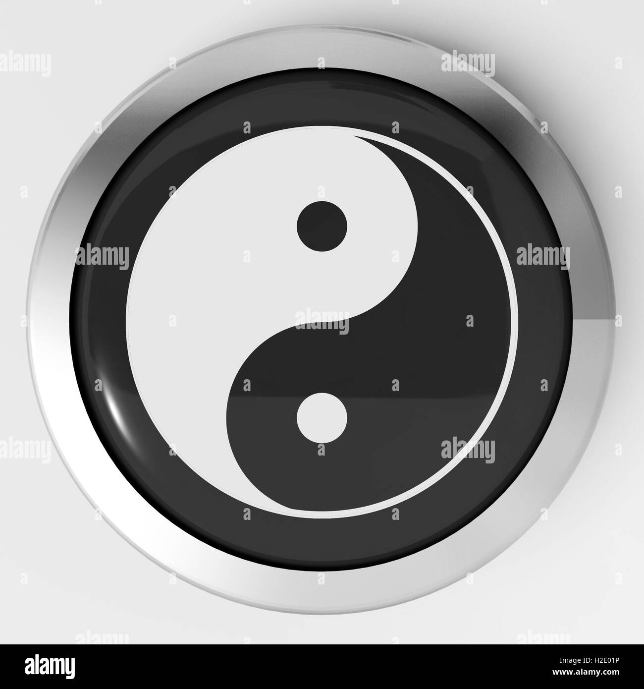 Ying Yang Button Means Spiritual Peace Harmony Stock Photo