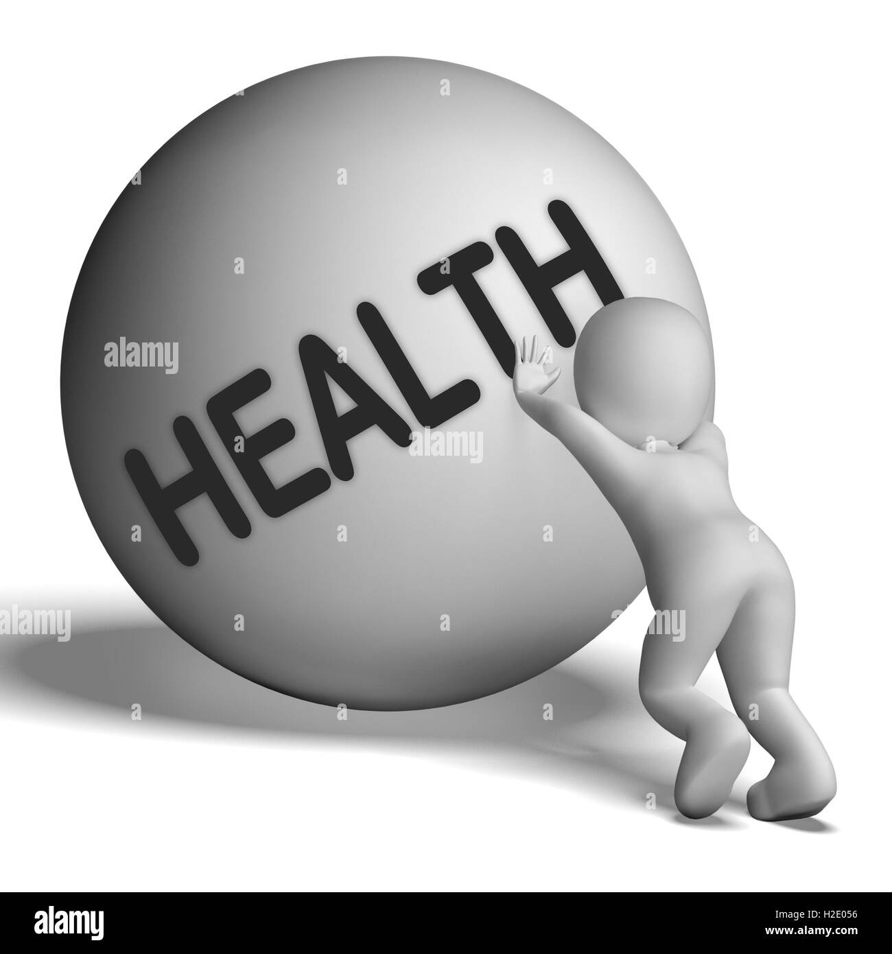 Health Uphill Character Shows Healthy Medical Wellbeing Stock Photo